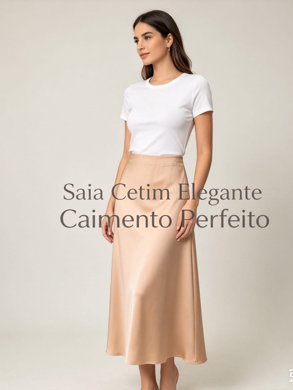 Cetim saia feminina longo