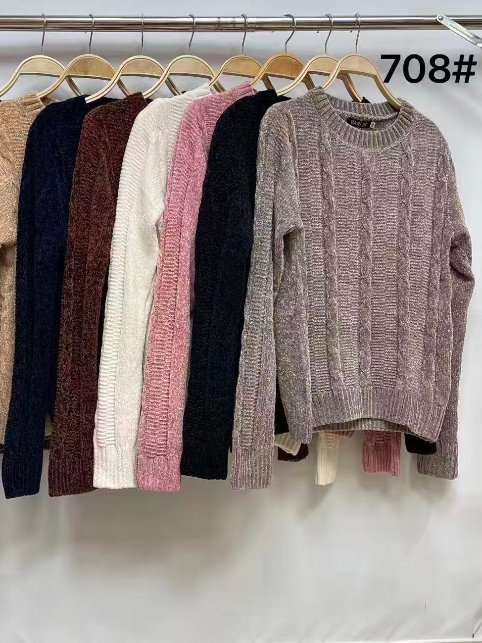 Suéter Veludo Mousse Feminino Gola Redonda Inverno 708#