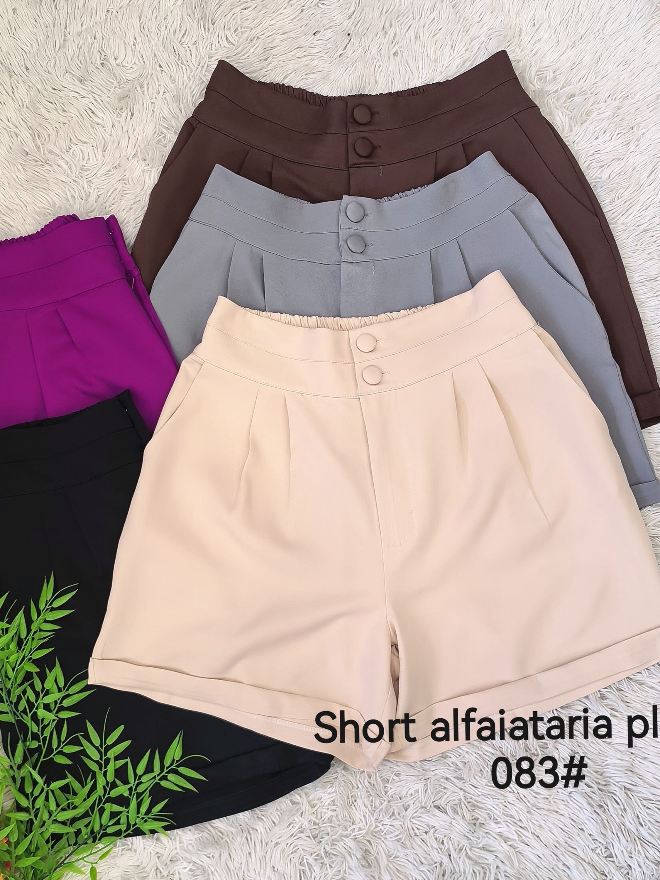 short alfaiataria feminina cintura alta 2 botão