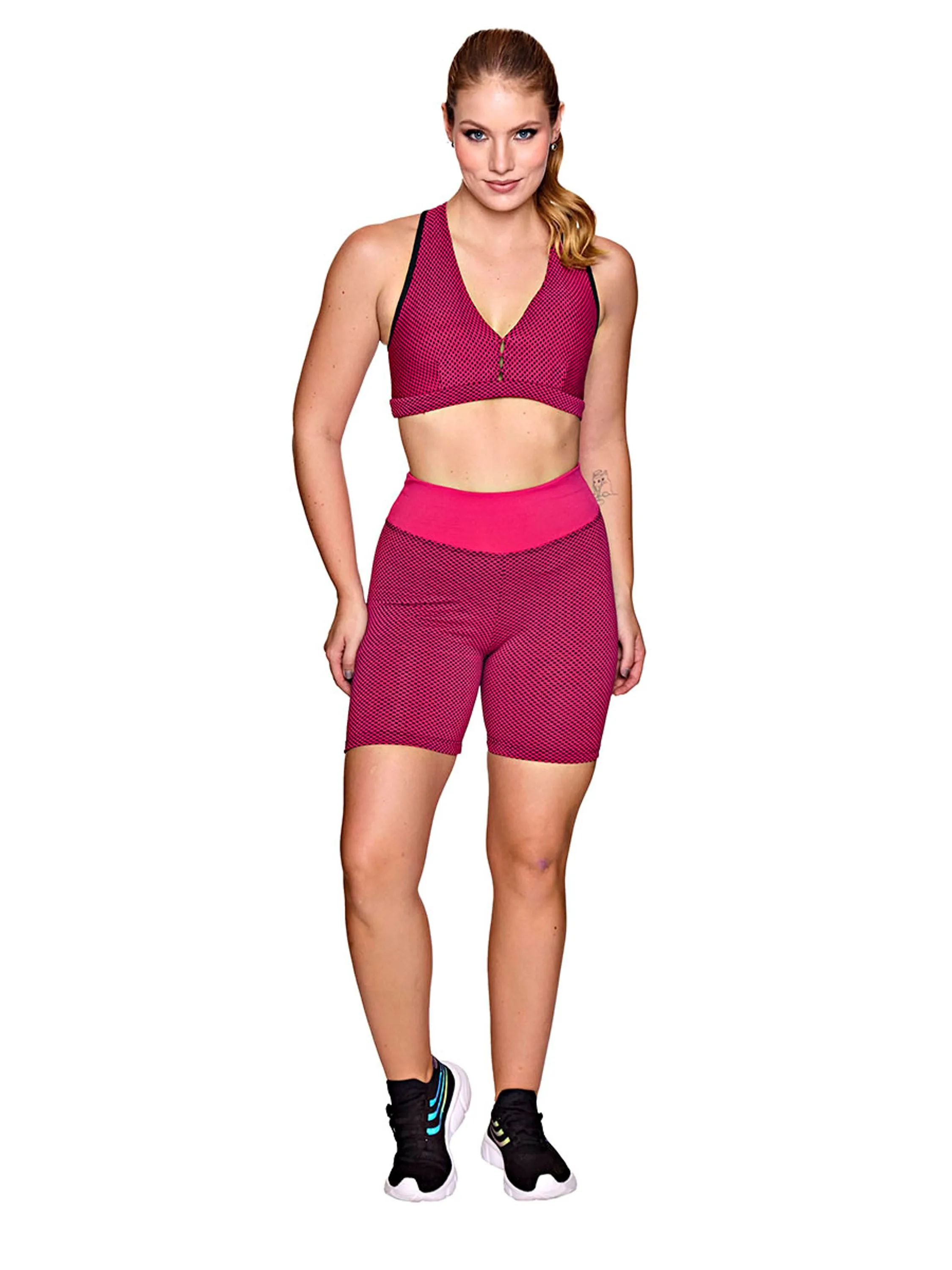 Conjunto Feminino Top E Shorts Levanta Bumbum Academia