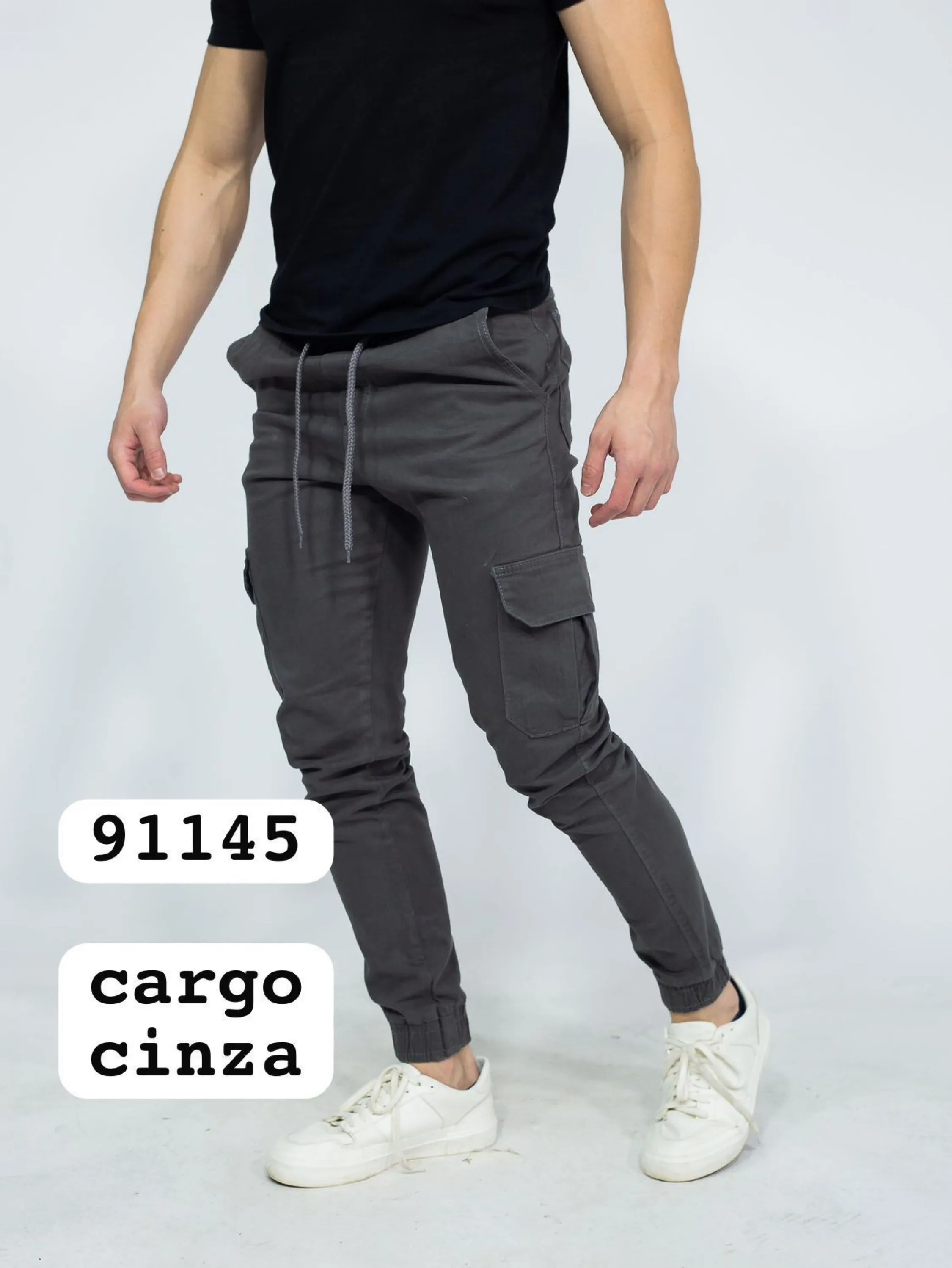 Calça cargo masculino com punho e sem punho