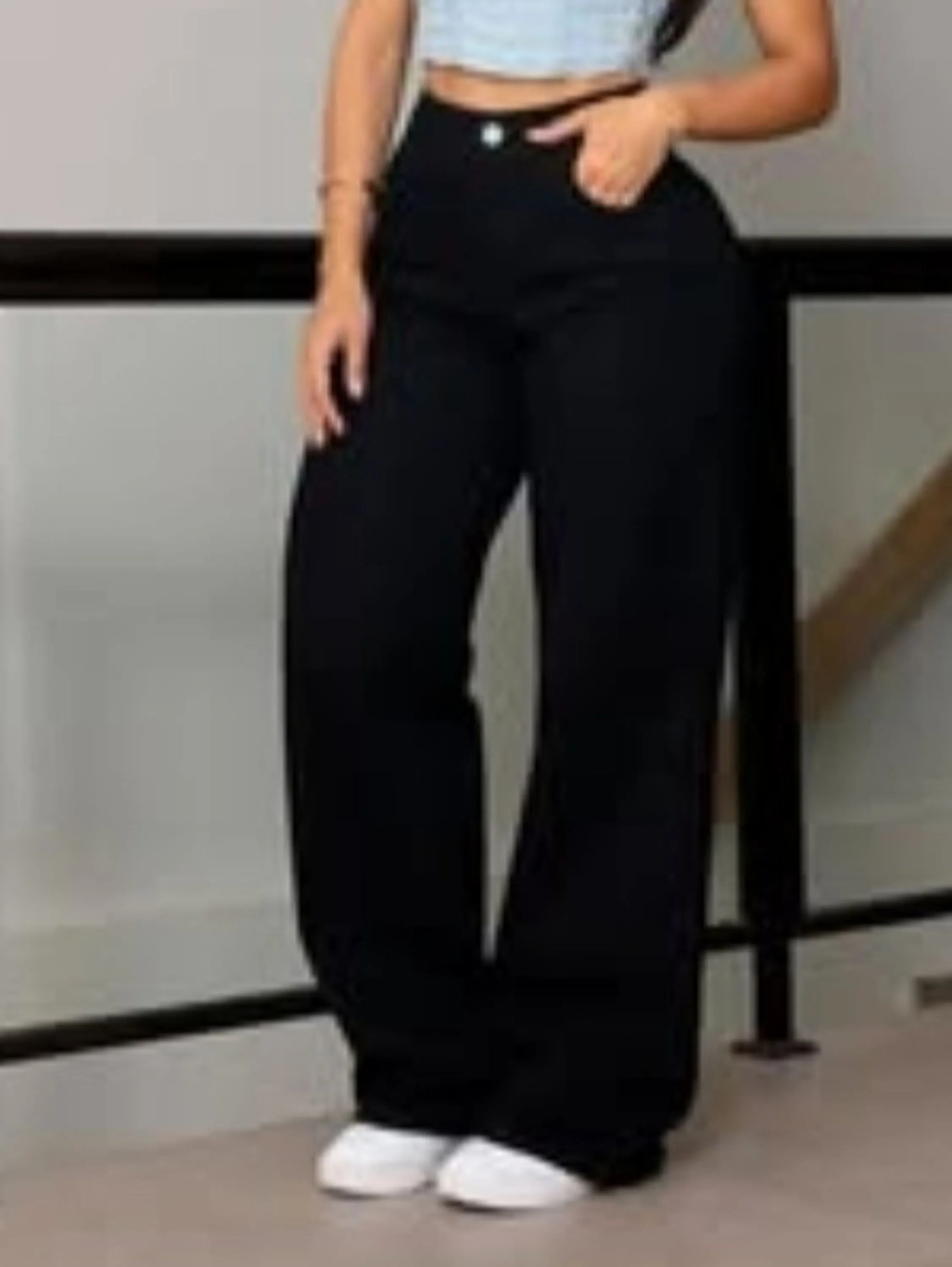 Calça Wid leg Preta Jeans