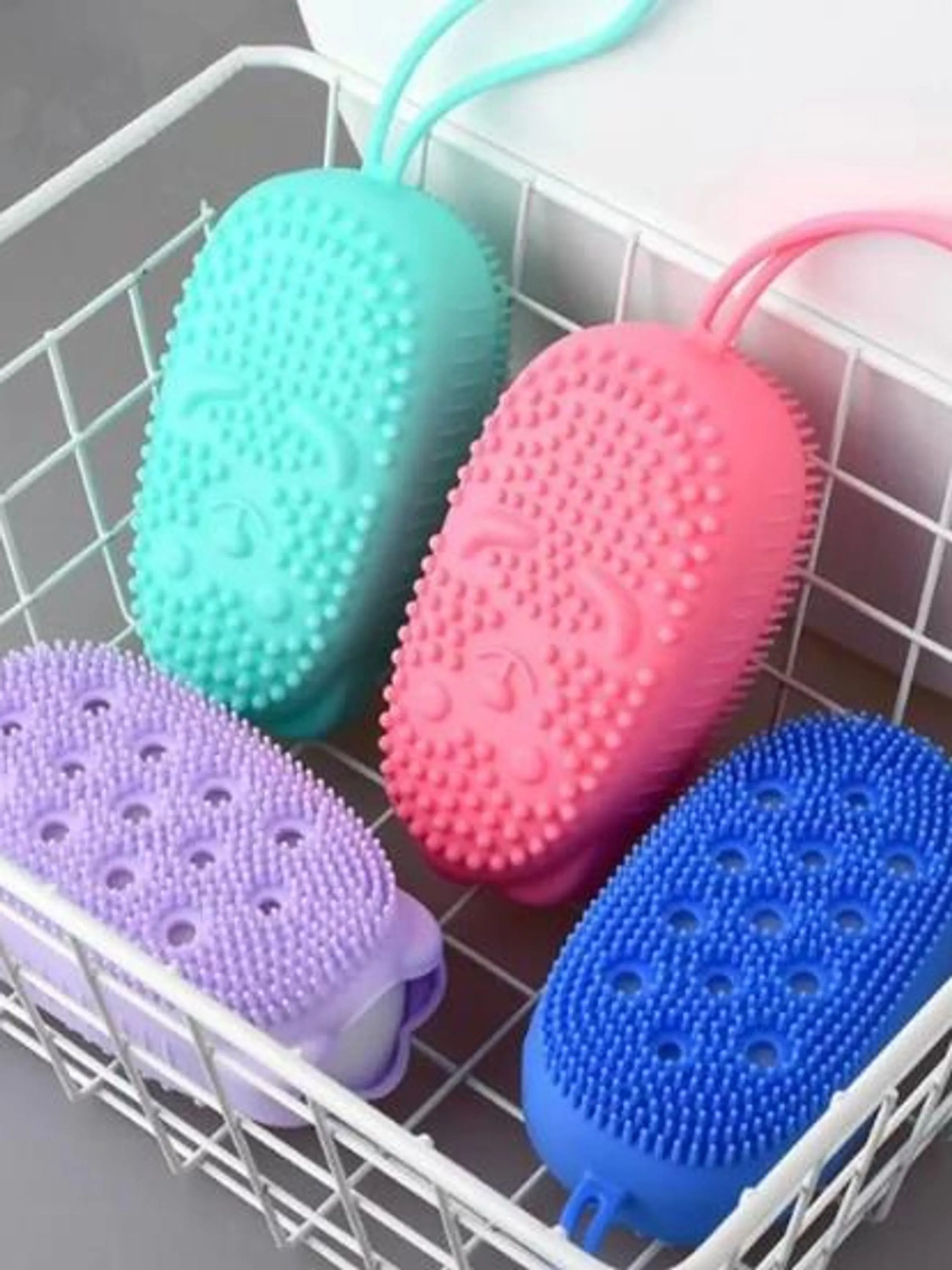 Kit 3 Peça Esponja Bucha De Silicone Escova Para Banho