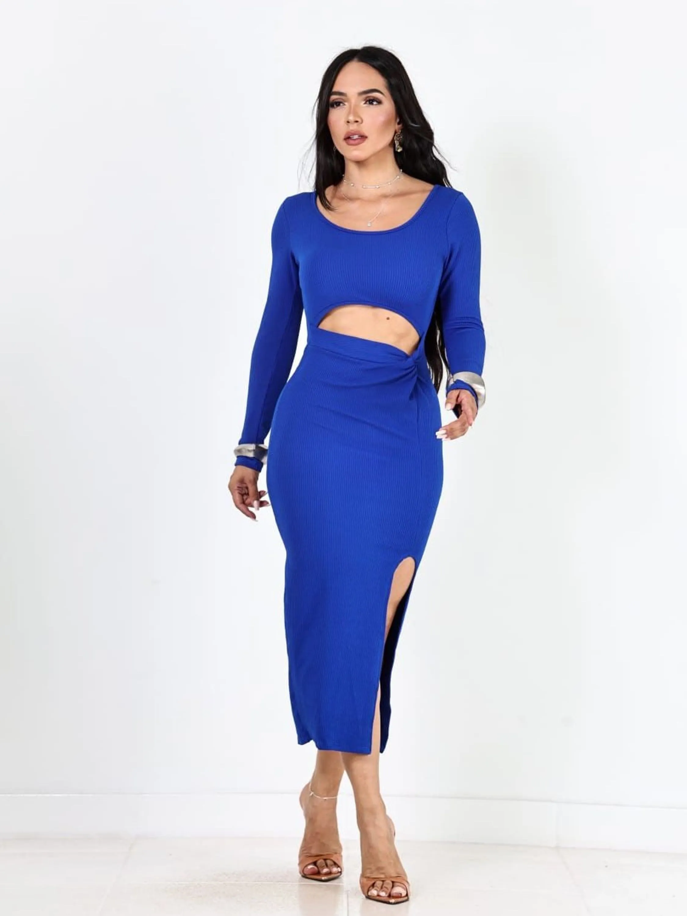 Vestido Manga Longa Com Bojo