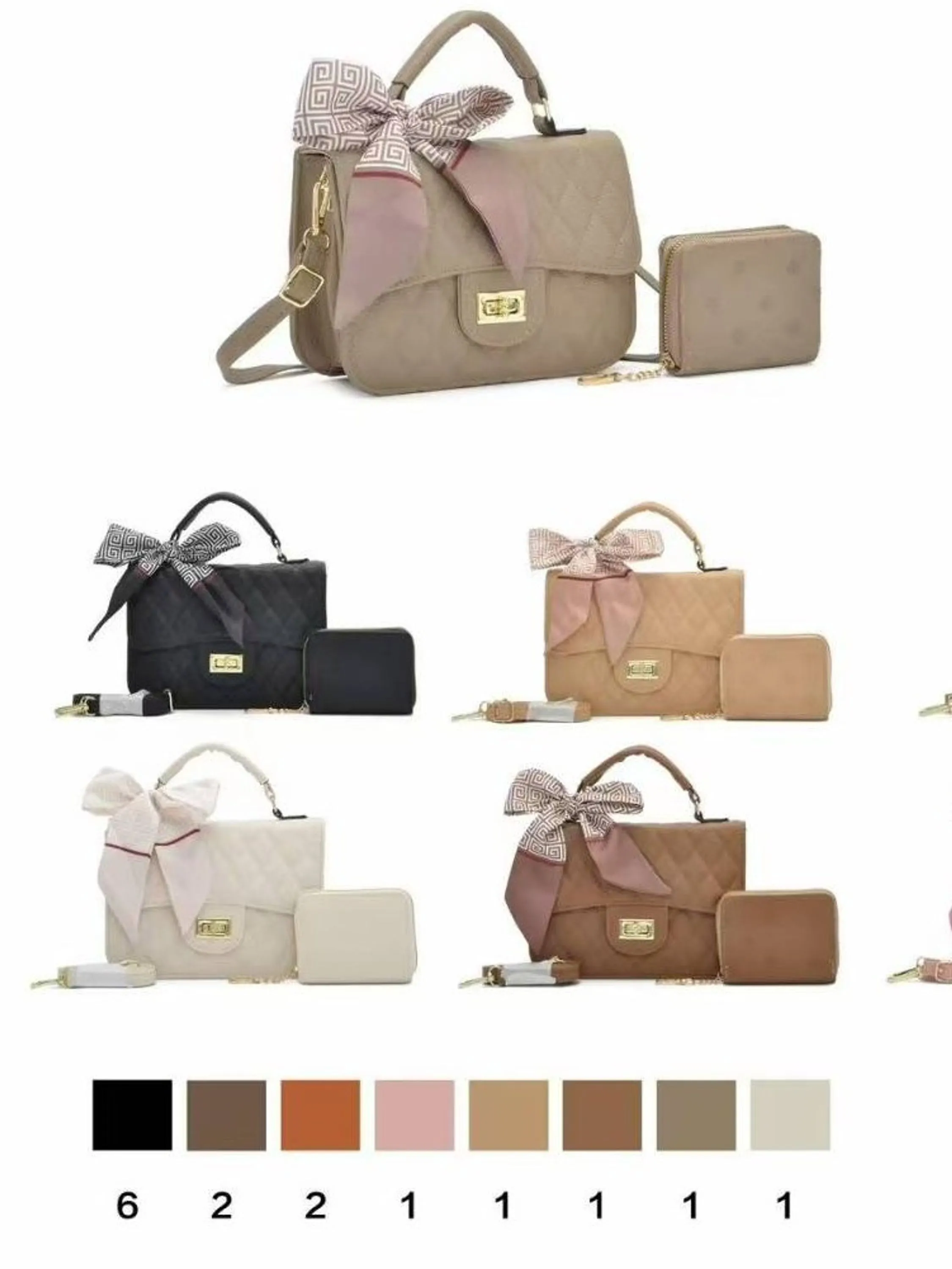 Bolsa casual feminina com carteira e lenço LN1069