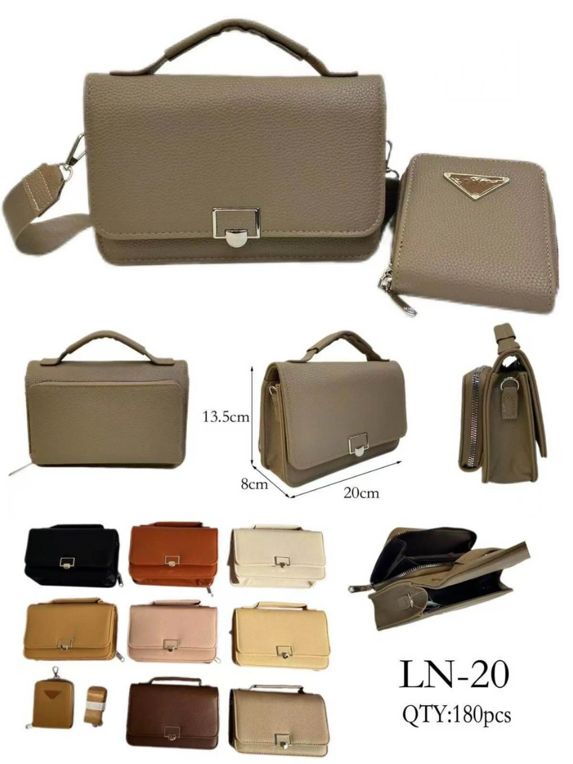 Bolsa casual feminina com carteira e faixa larga LN-20