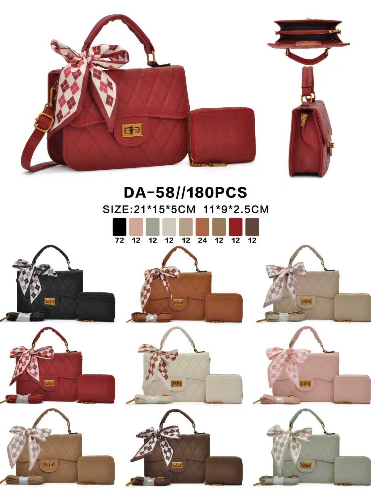 Nova e elegante bolsa feminina com carteira e lenço.58