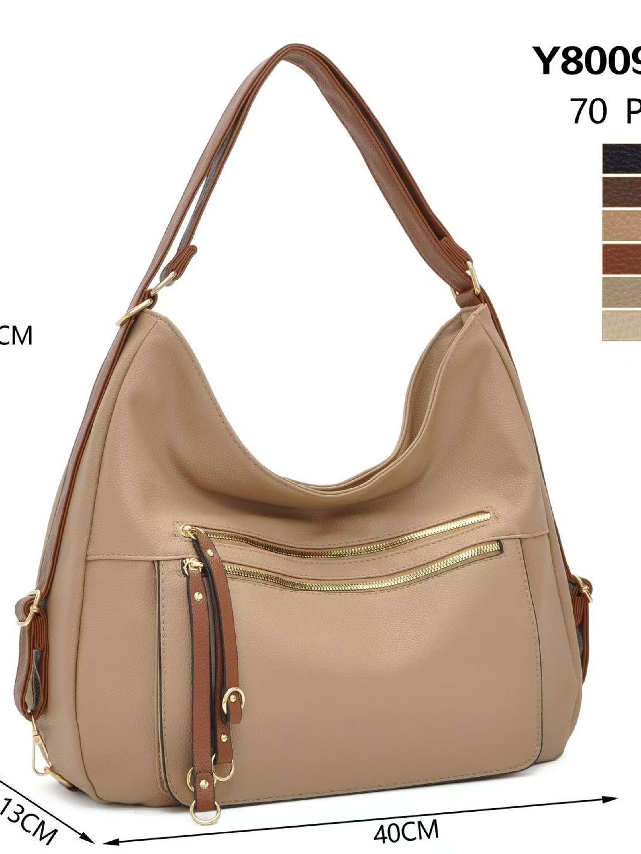 Bolsa grande e elegante em dois tons 8009-1