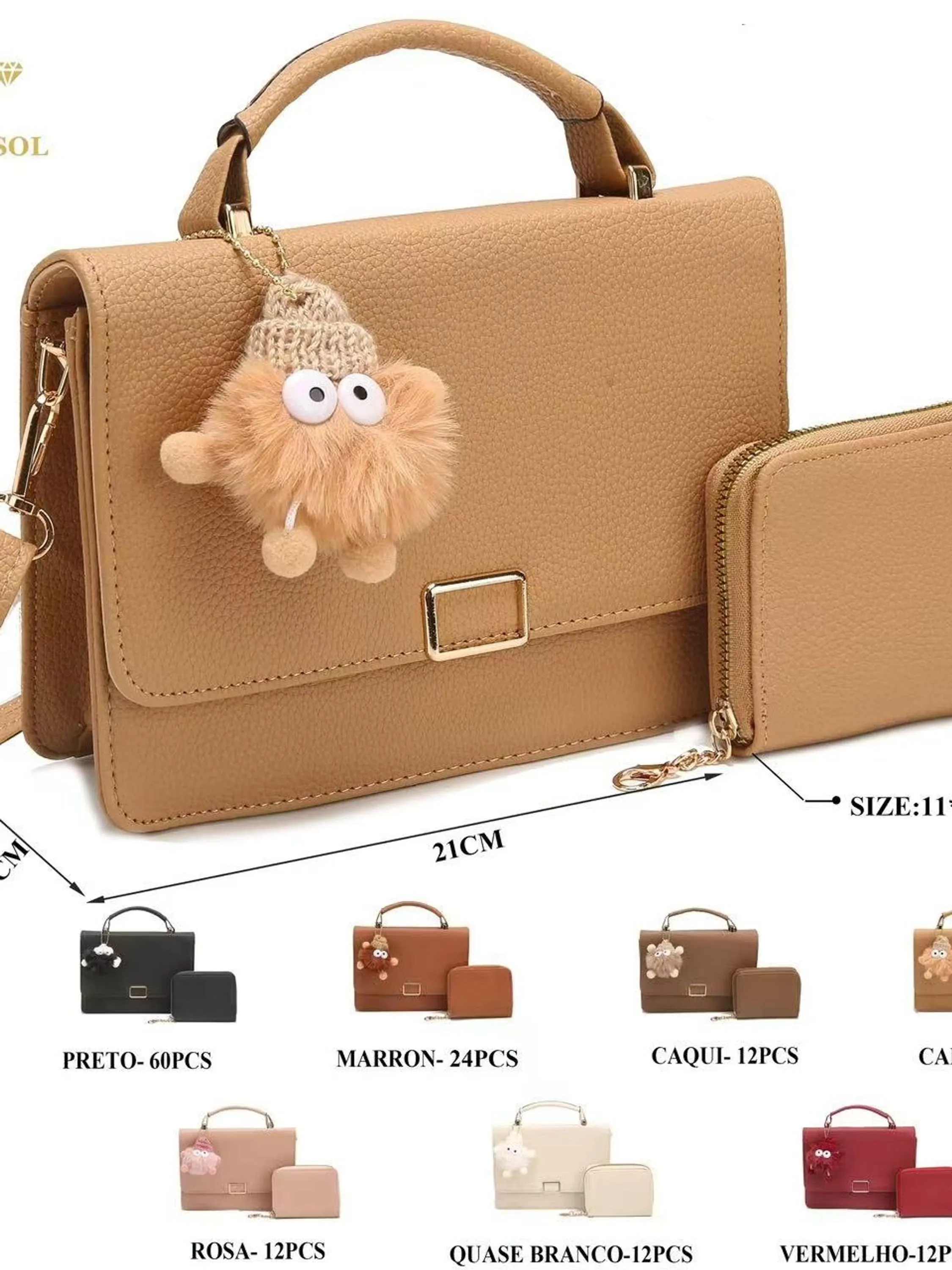 Bolsa casual pequena com pingente de carteira LF386