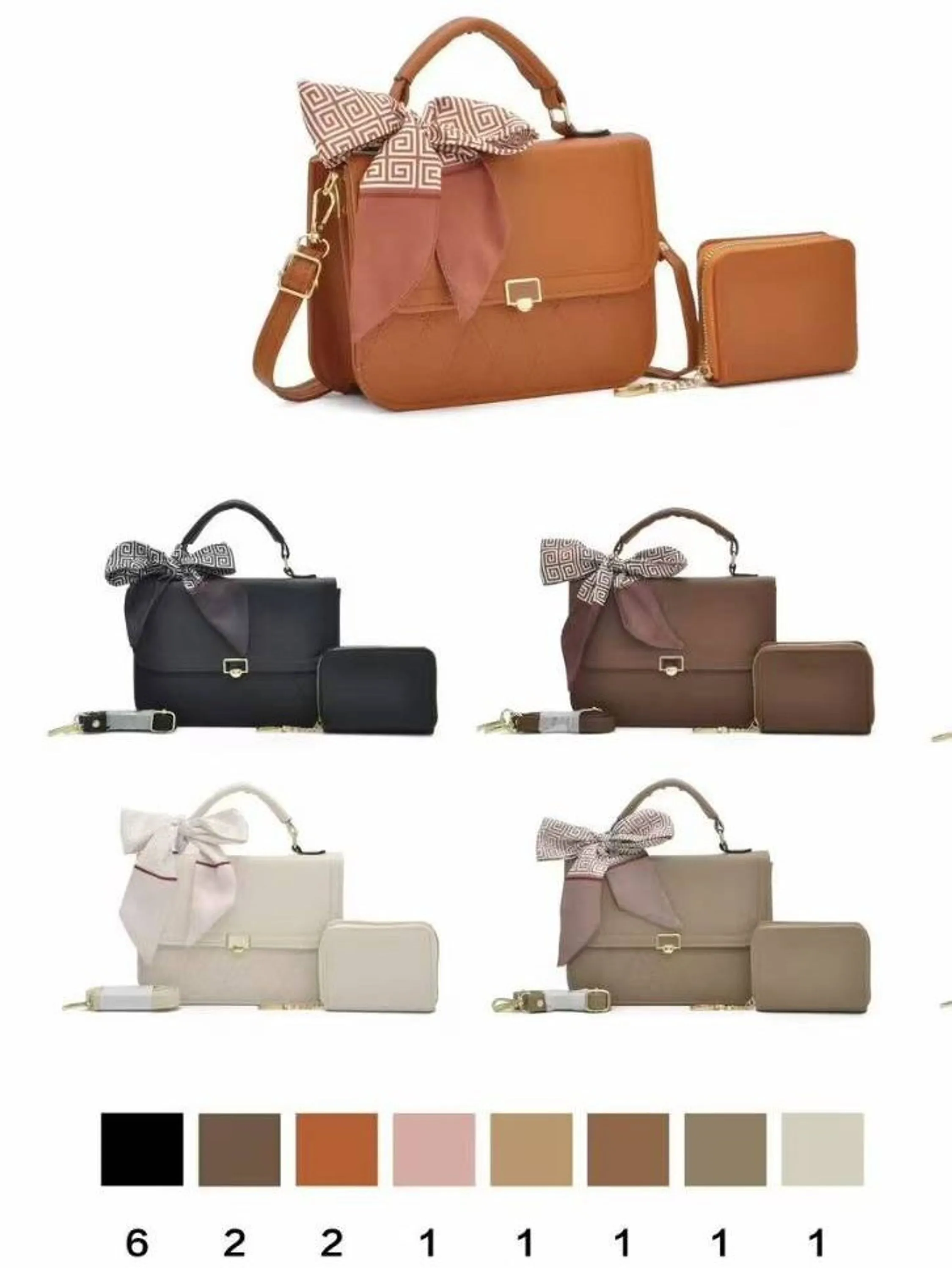 Bolsa casual feminina com carteira e lenço LN1071