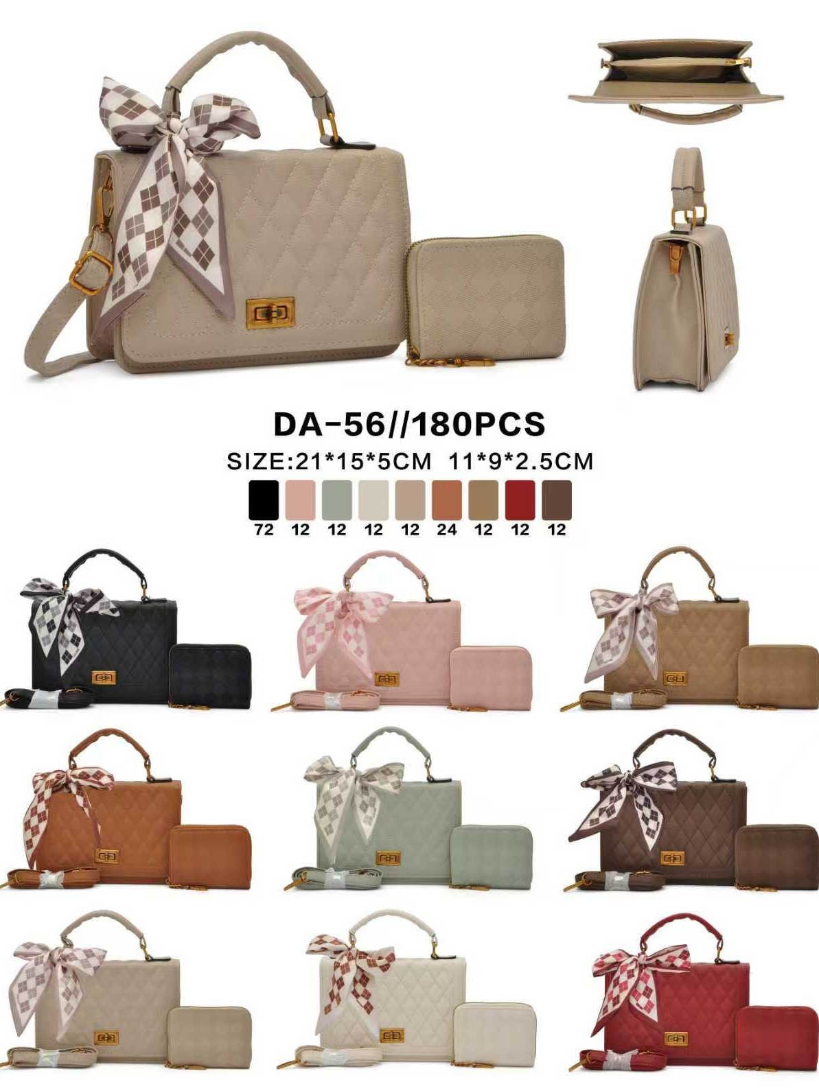 Bolsa feminina moderna e casual com carteira para lenço 56