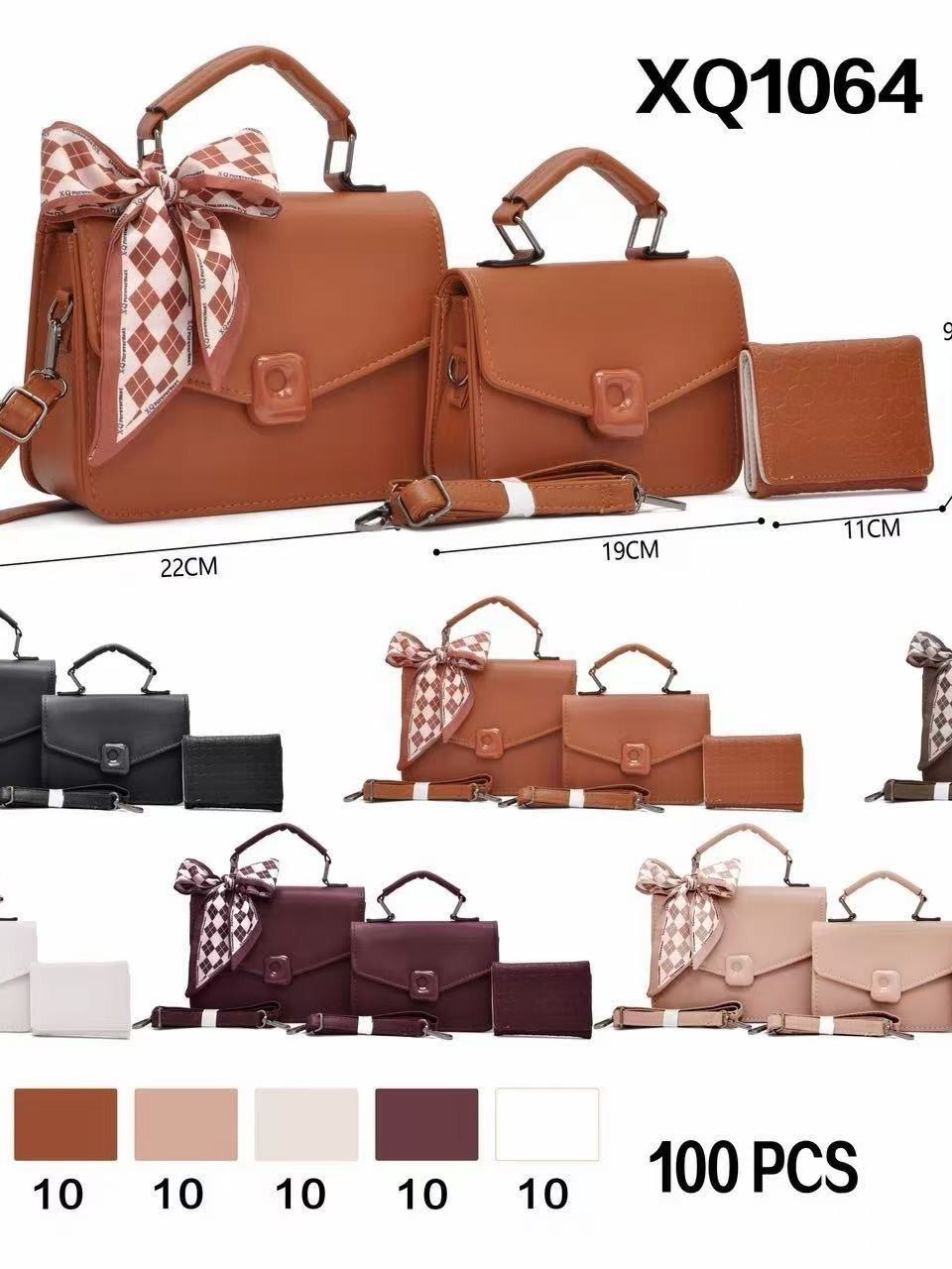 Conjunto feminino elegante com bolsa e lenço.1064