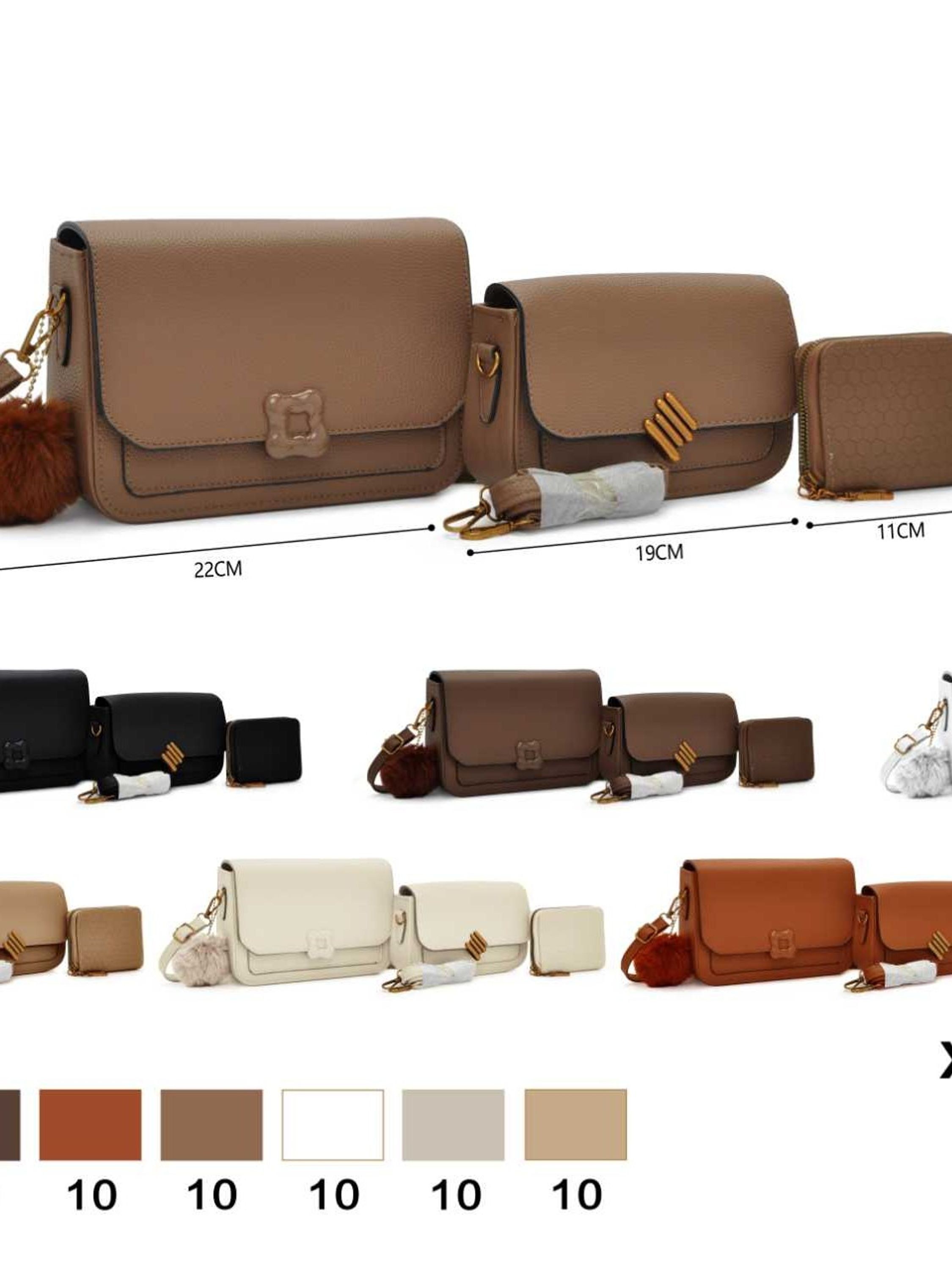 Bolsa feminina elegante com carteira e pompom.XQ028