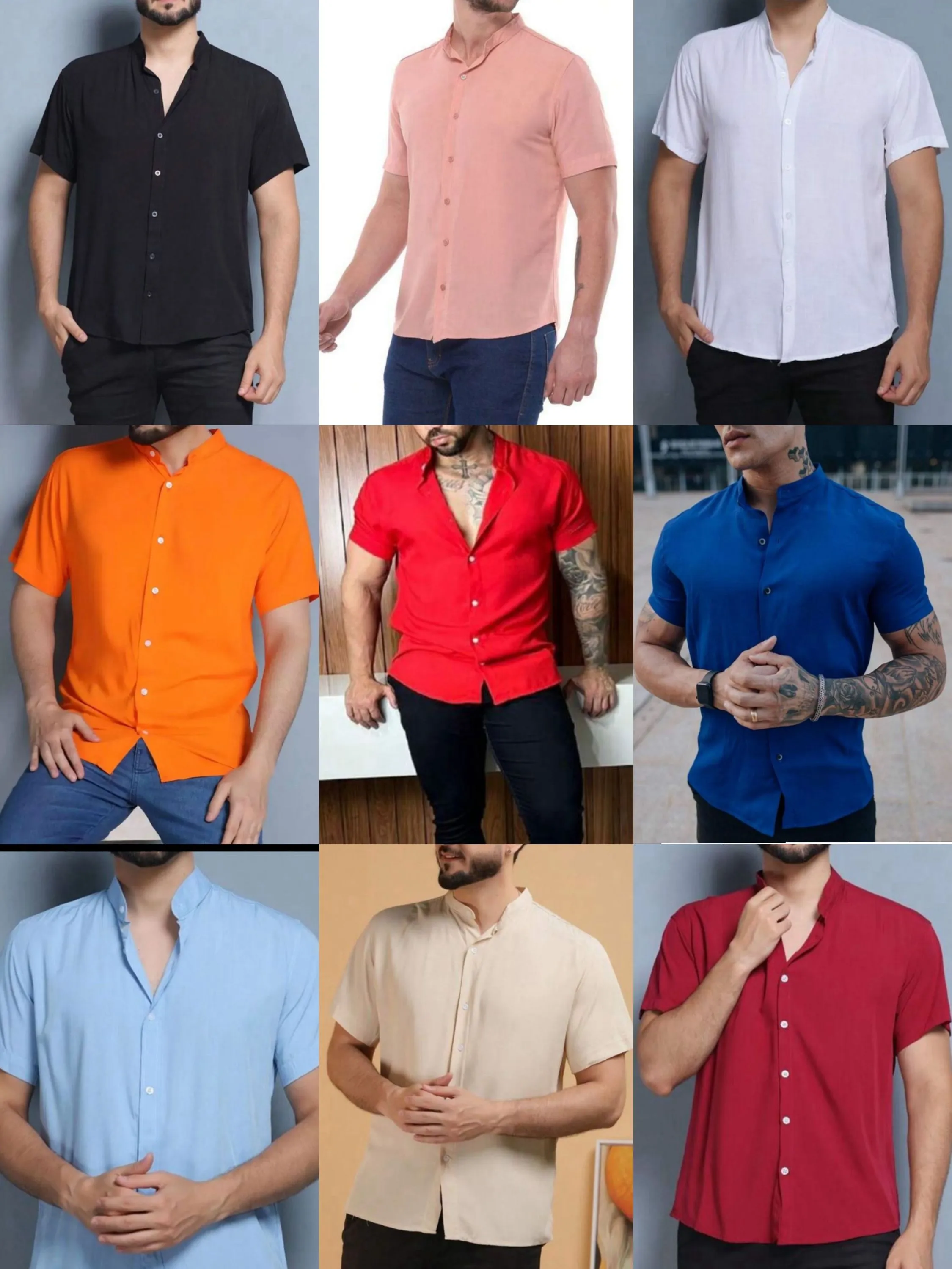 Camisa Gola Padre Masculina Manga Curta várias cores viscose