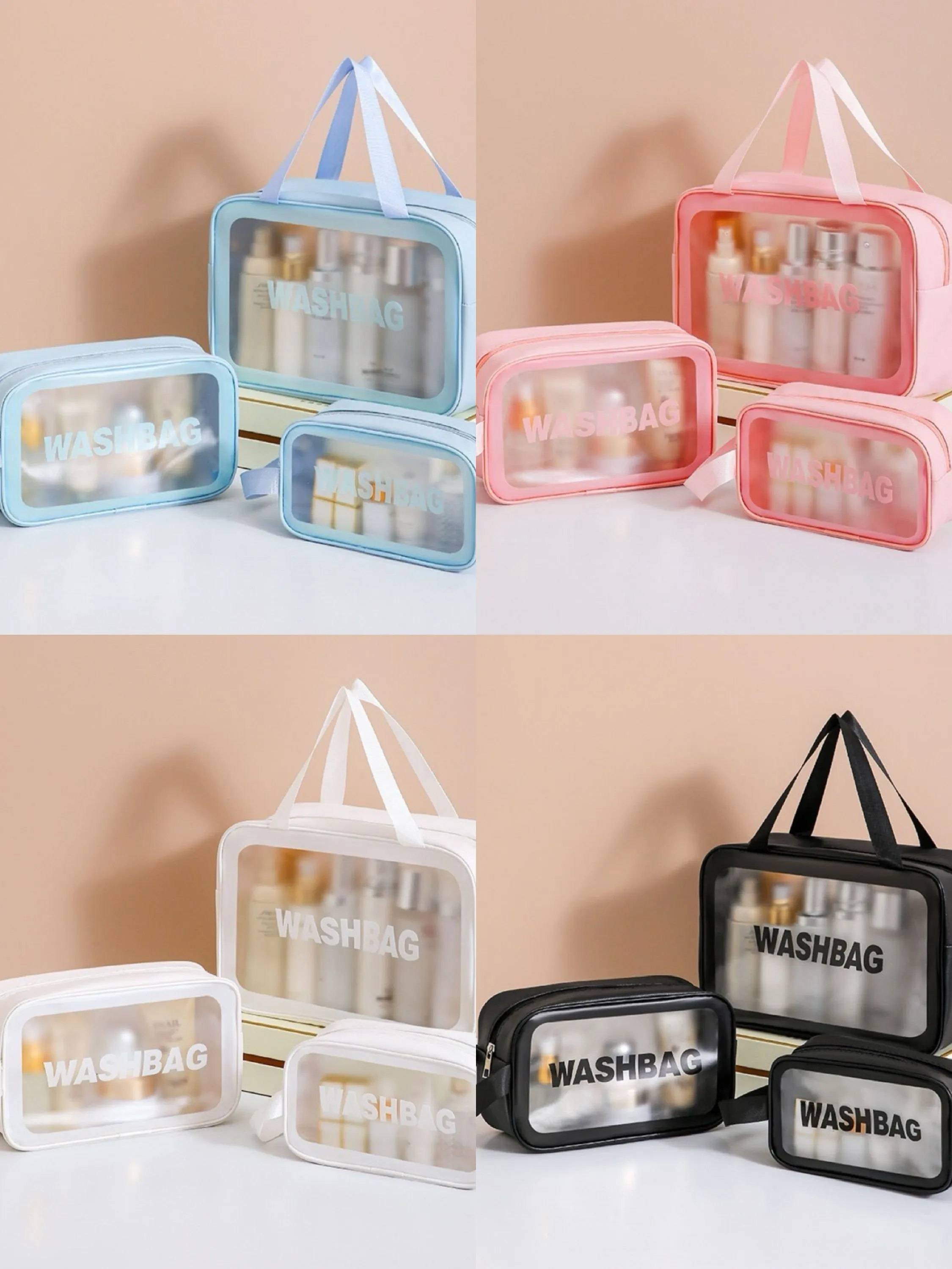 KIT 3 Bolsa Necessarie Transparente Organizadora Impermeável