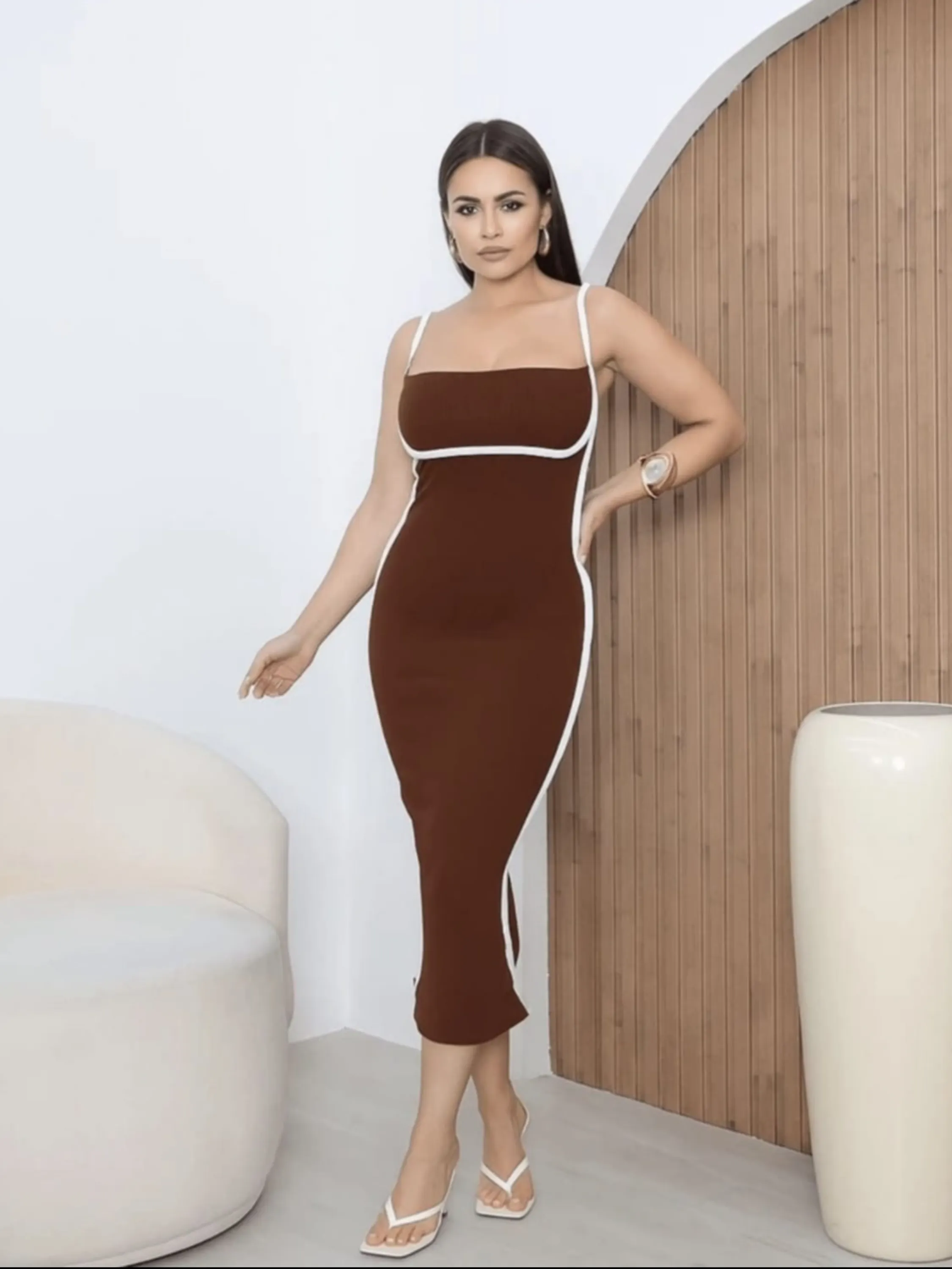 Vestido feminino longo com viés tamanho único Al4