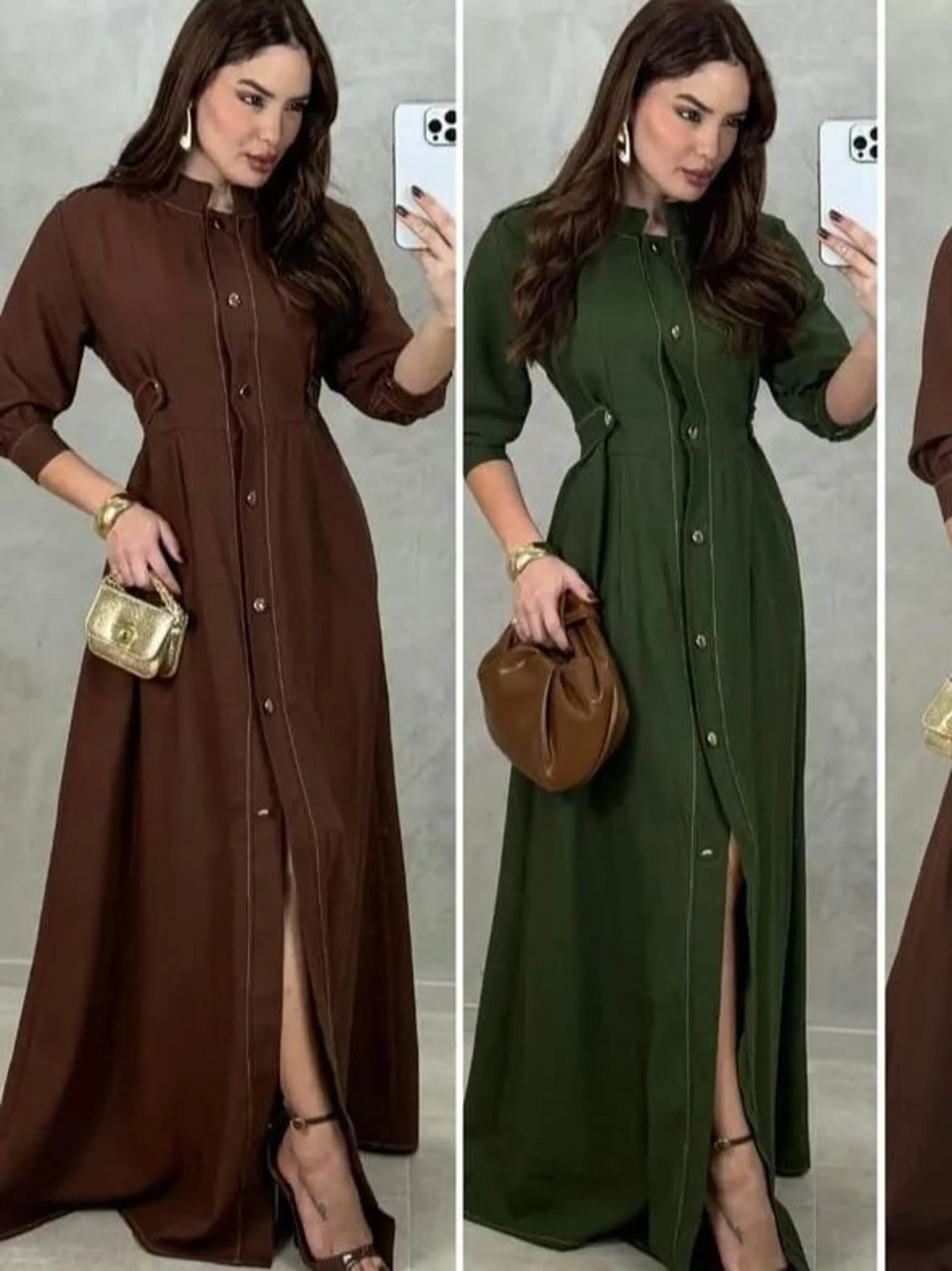 Vestido longo com botão,viscose tamanho único