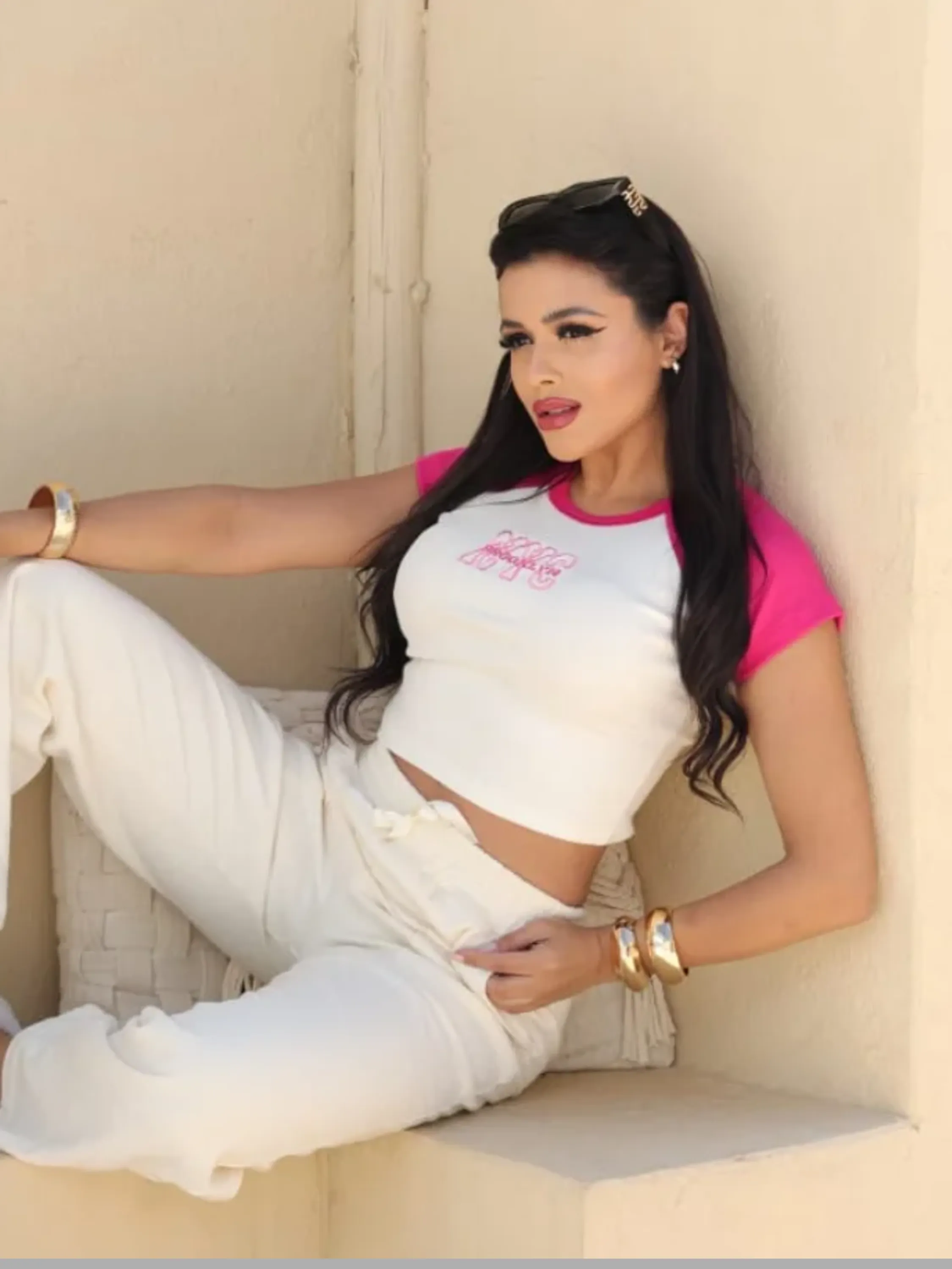 Crooped manga curta Ribana tamanho único