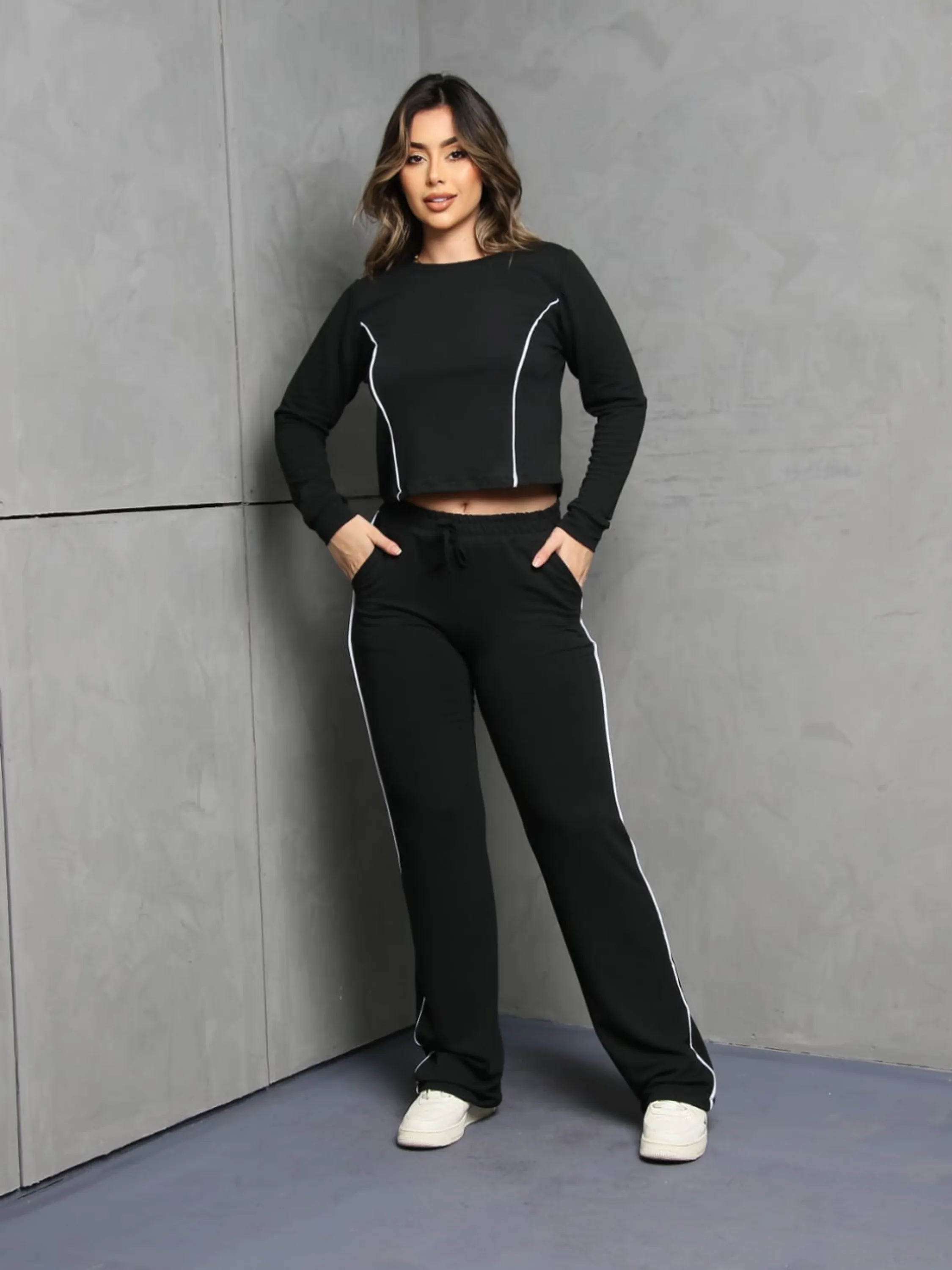 Conjunto feminino de moletinho p M G GG J 153