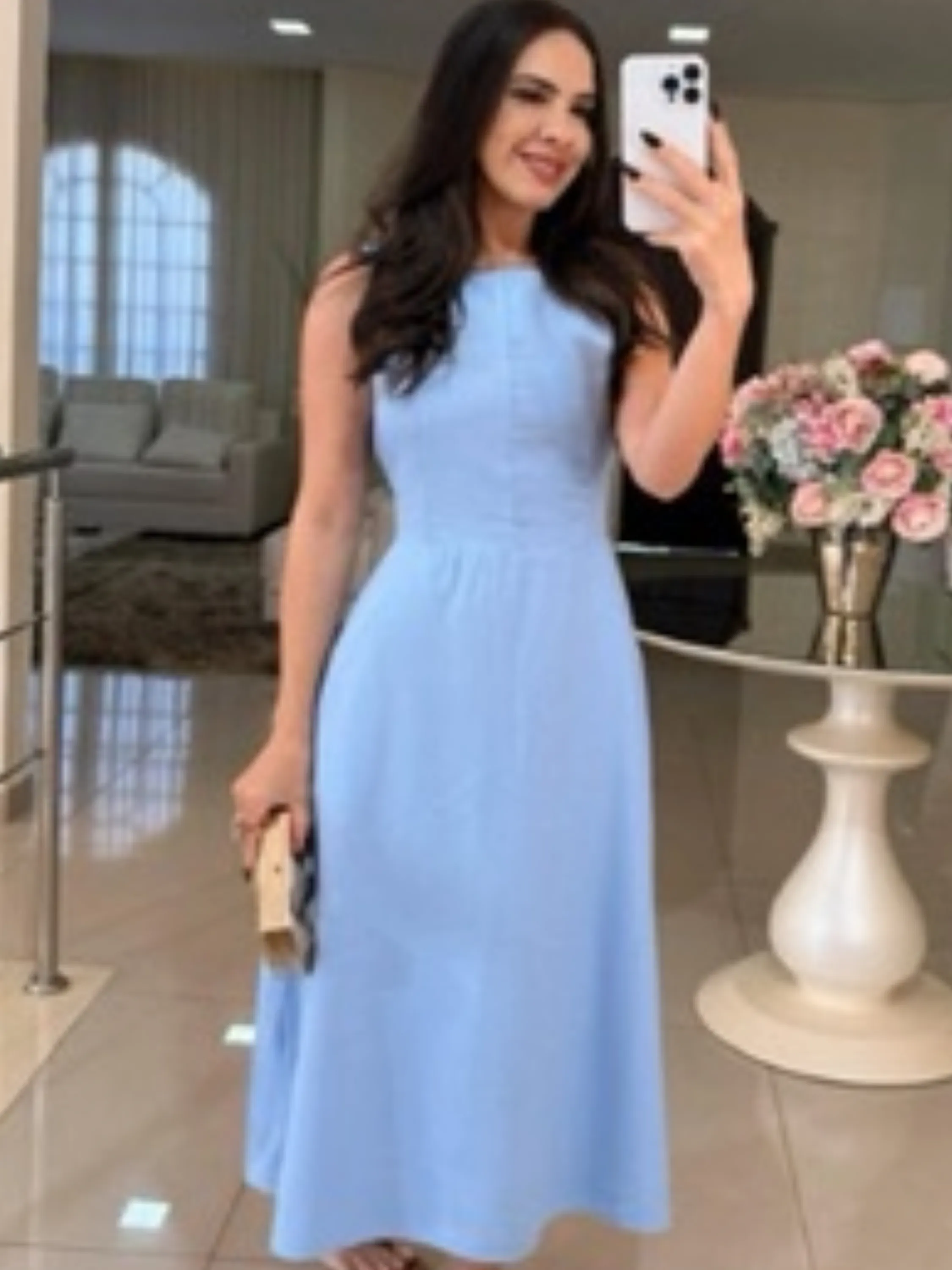 Vestido feminino regata tecido sensorial