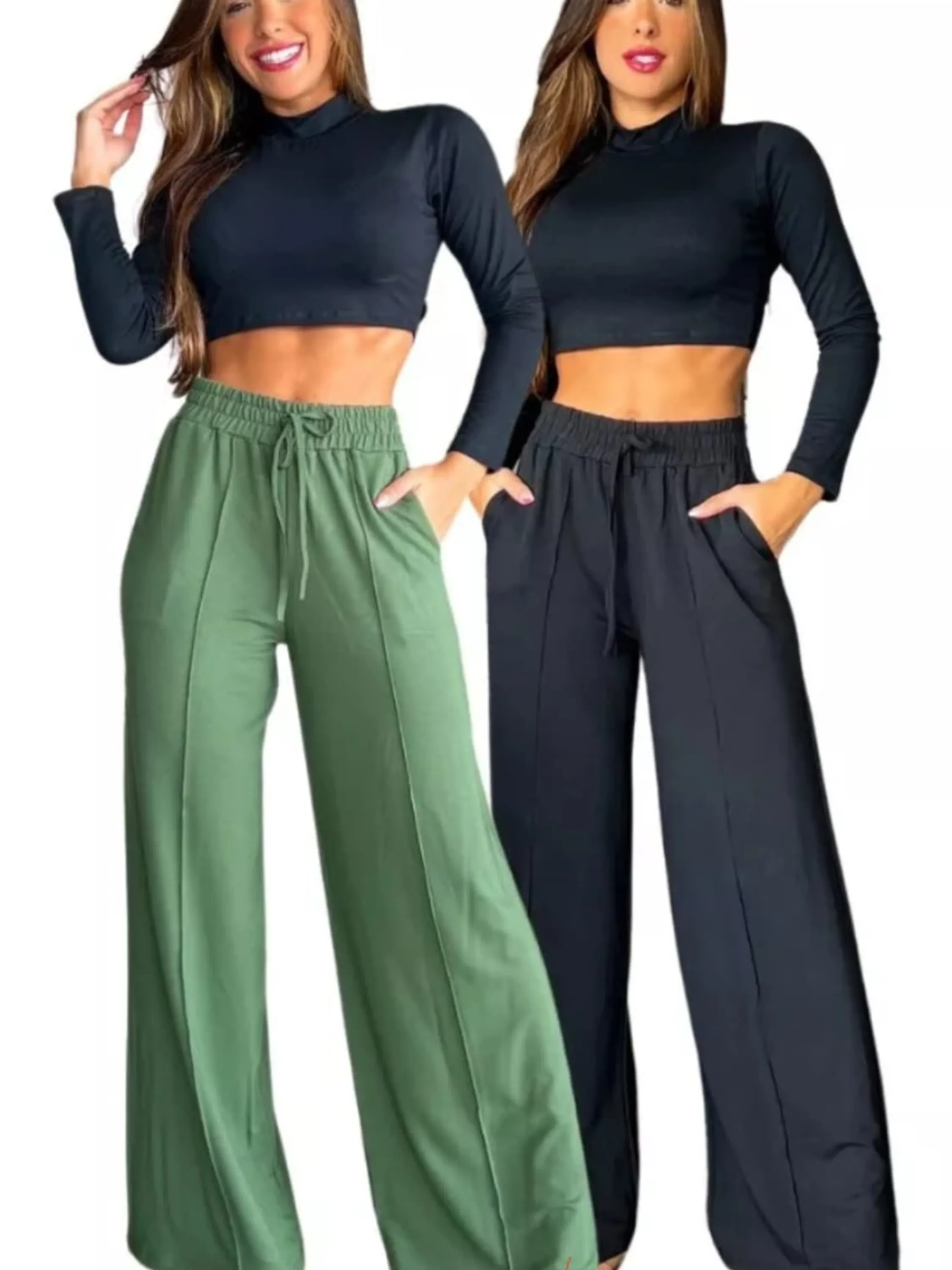 Calça pantalona de moletinho tamanho P M G GG