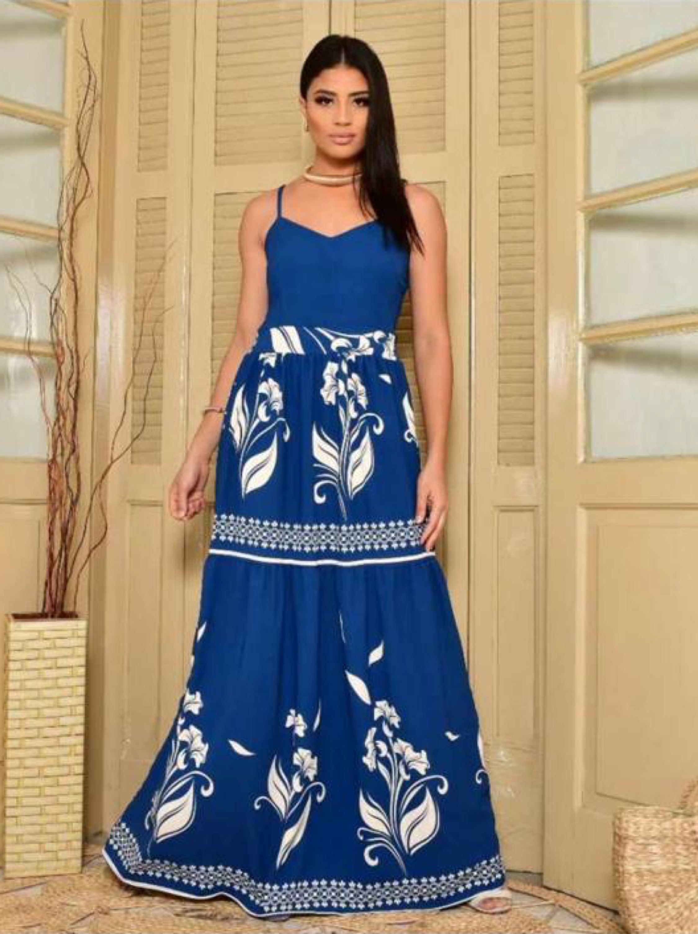 Vestido longo estampado