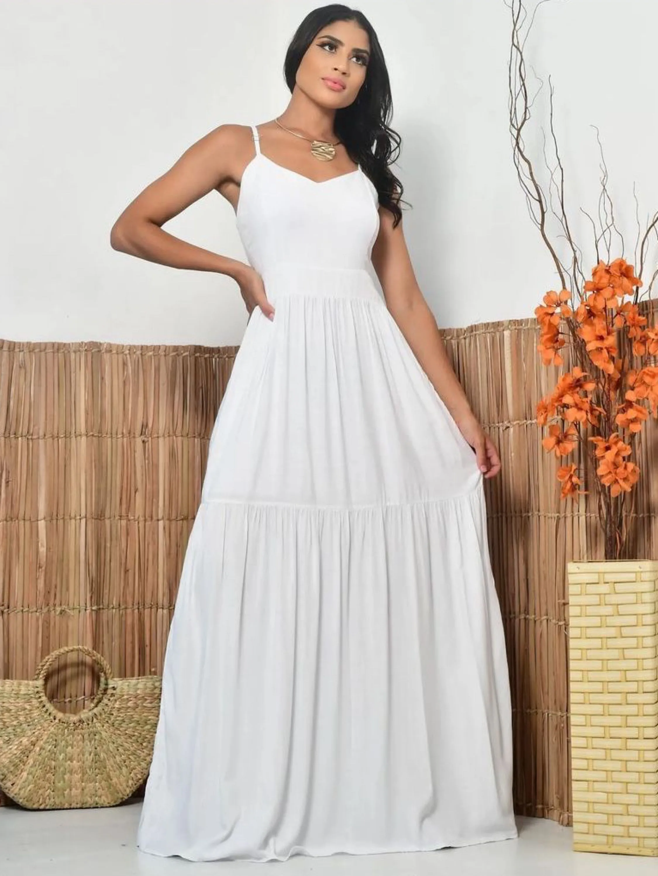 Vestido longo três Maria