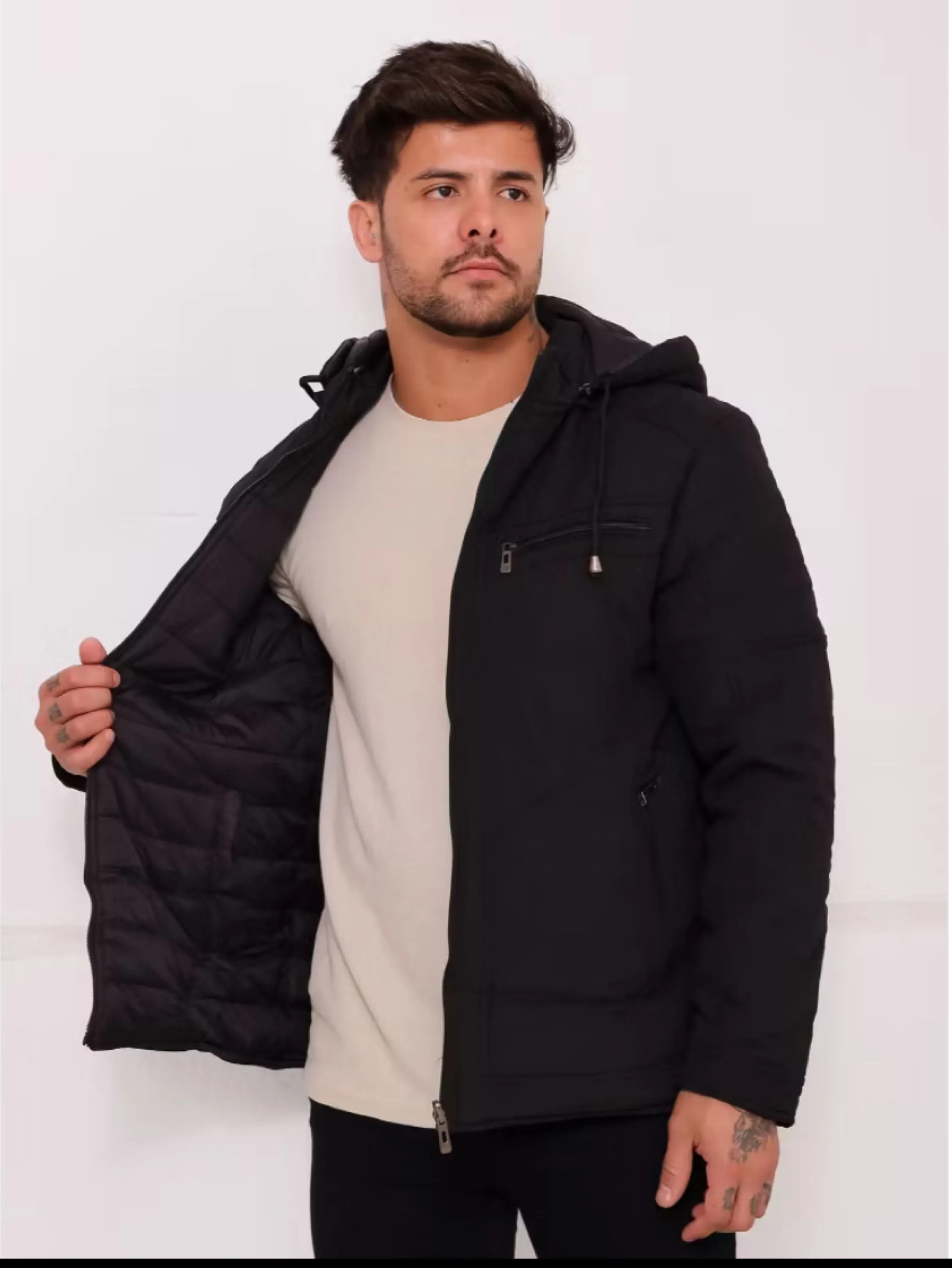 Jaqueta masculina de sarja dupla face
