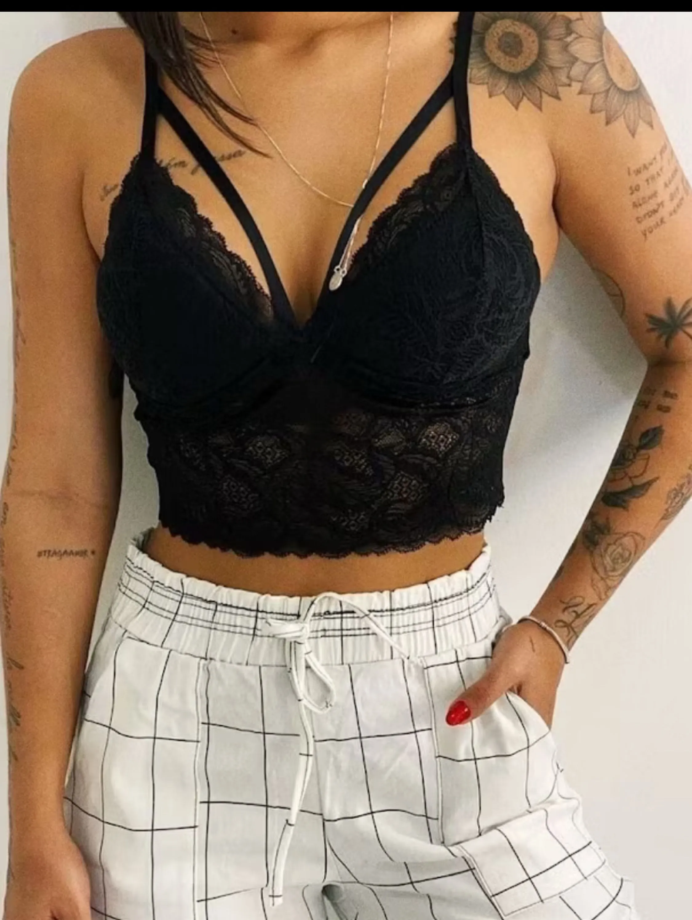 Cropped renda alça fina