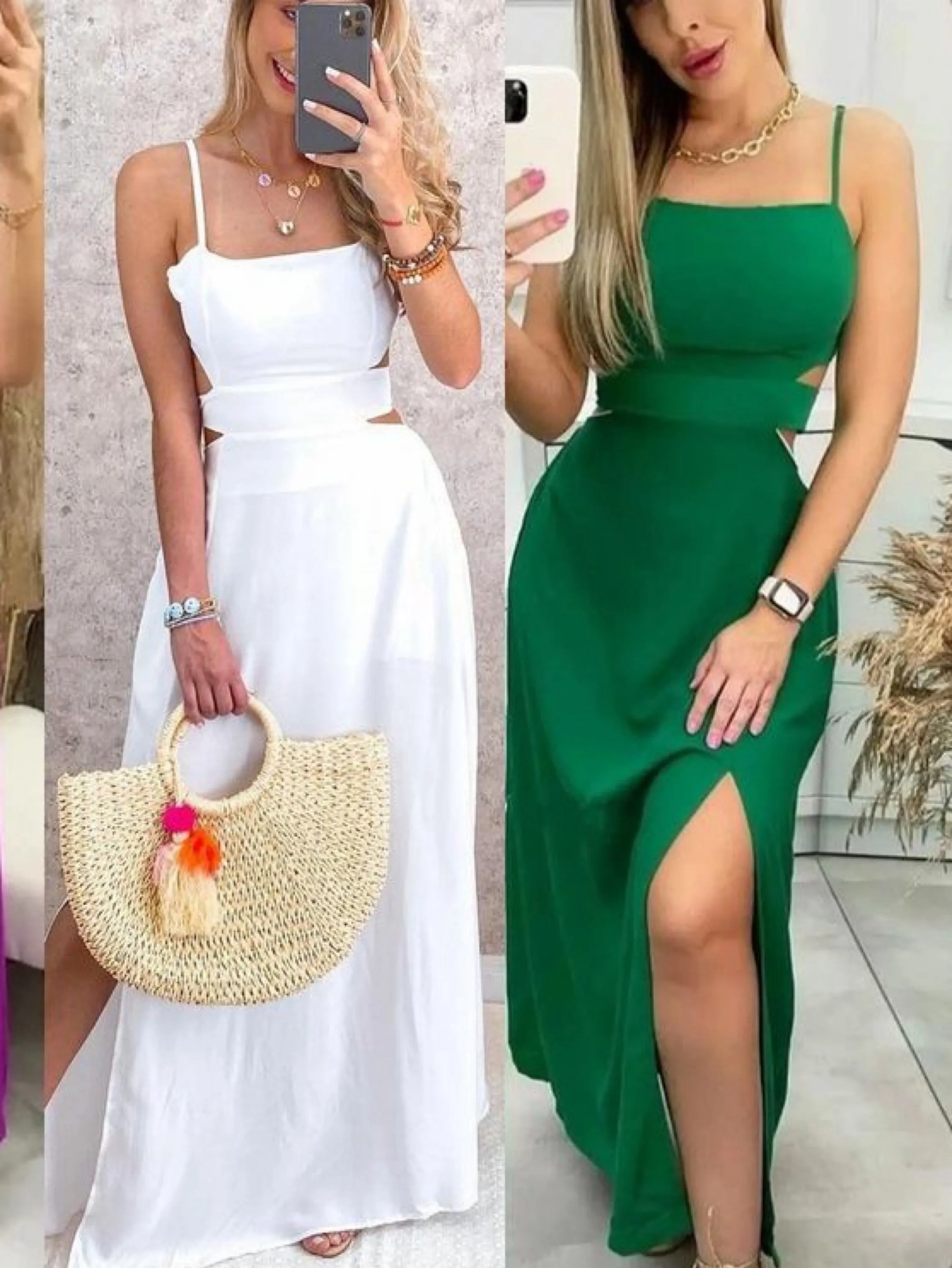 Vestido longo com fenda