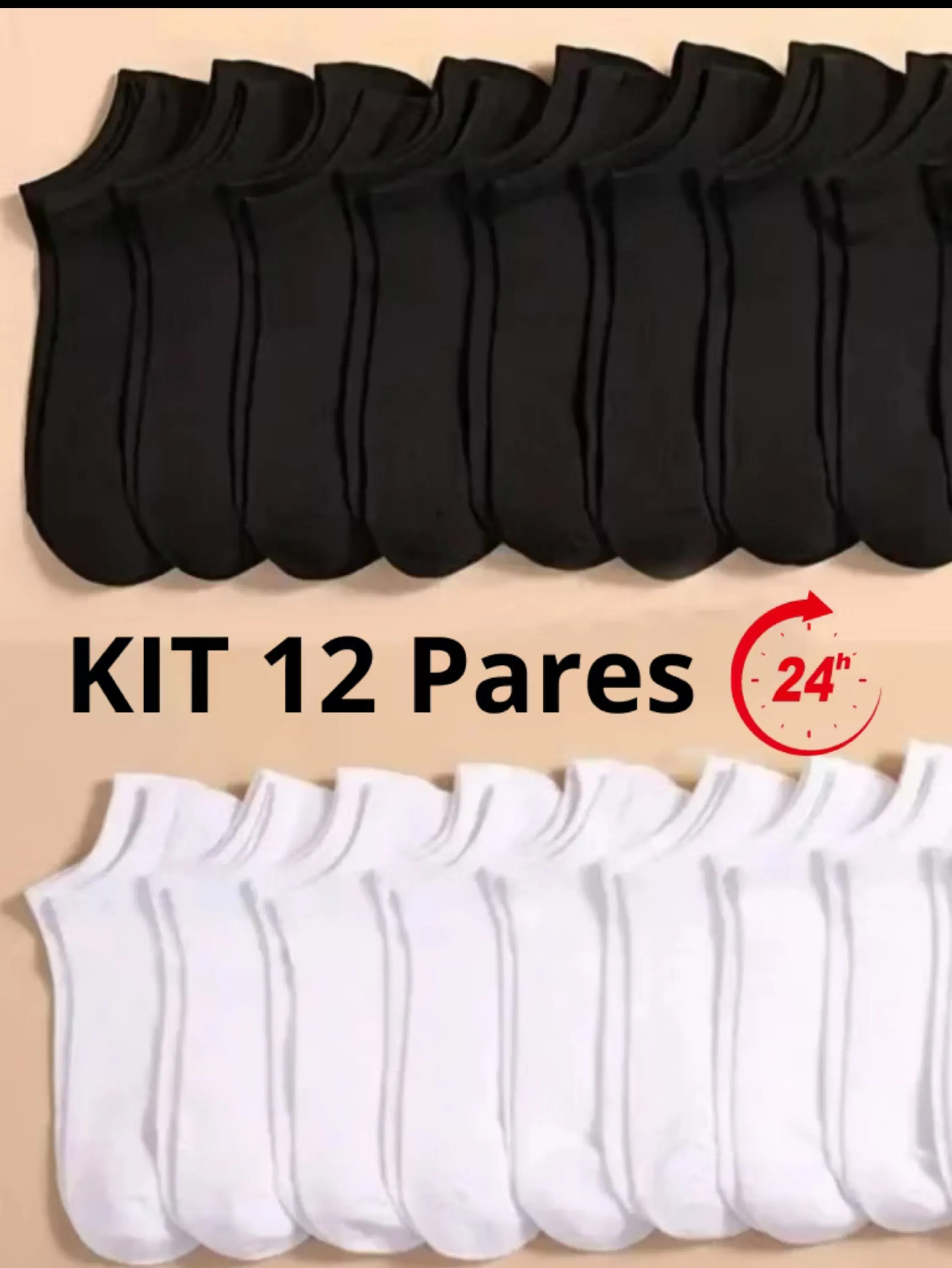 Meia pacote com 12  pares de meia
