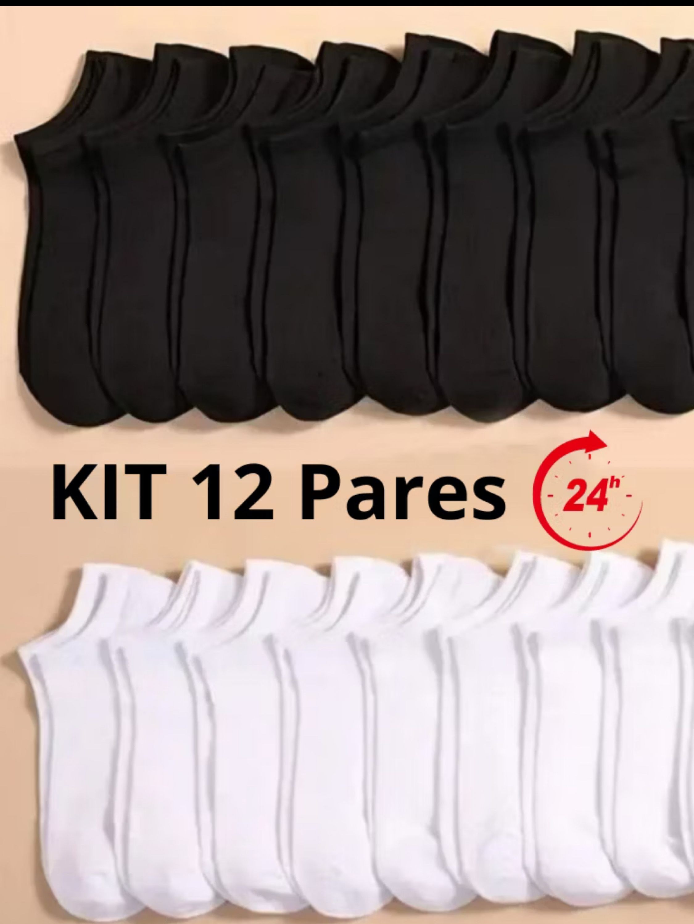 Meia pacote com 12 pares de meia