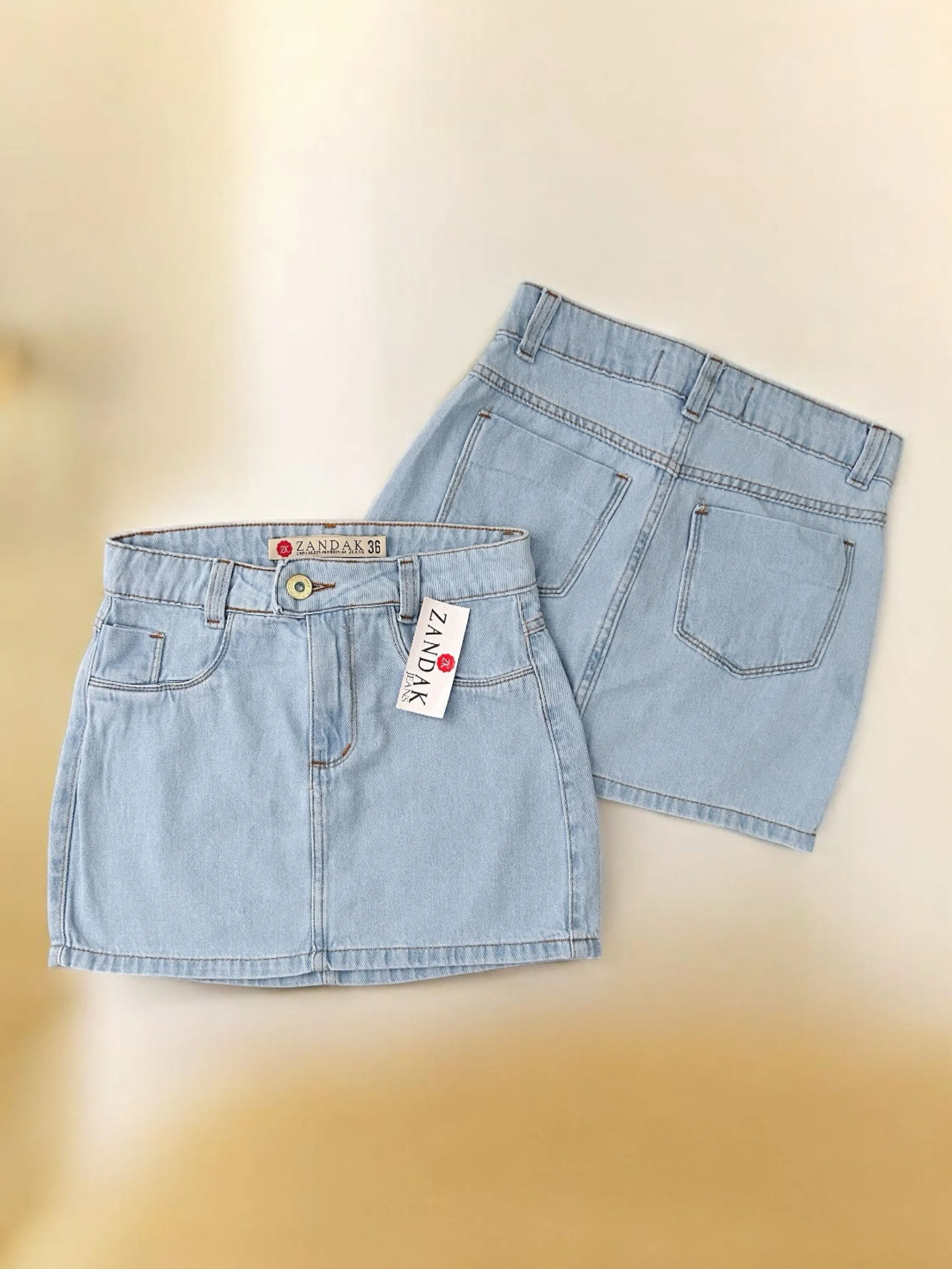 Saia jeans feminina clara