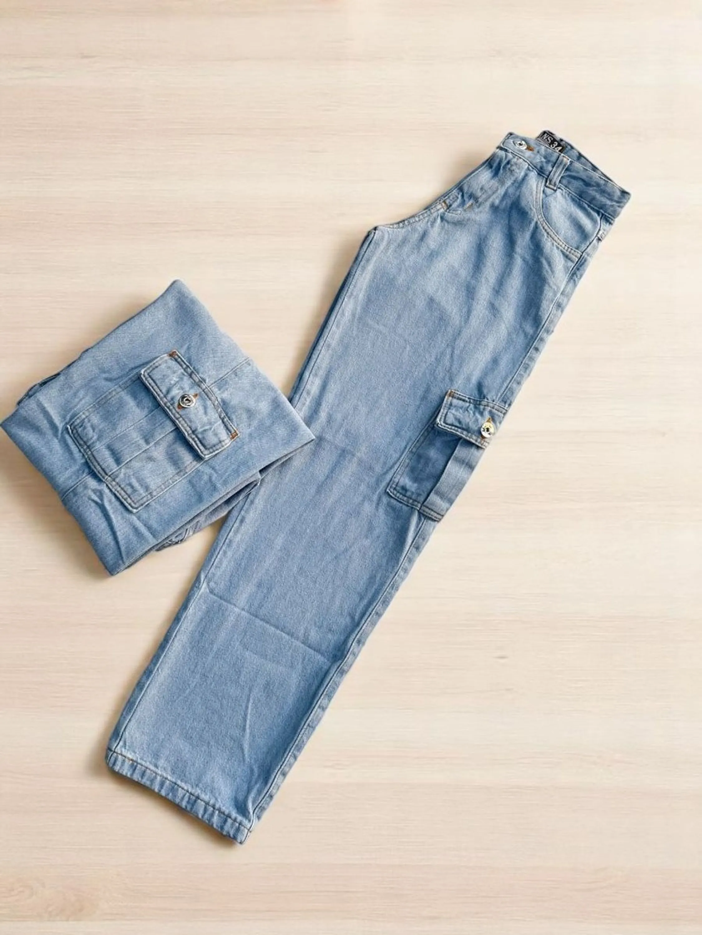 Calca cargo feminina  clara lisa