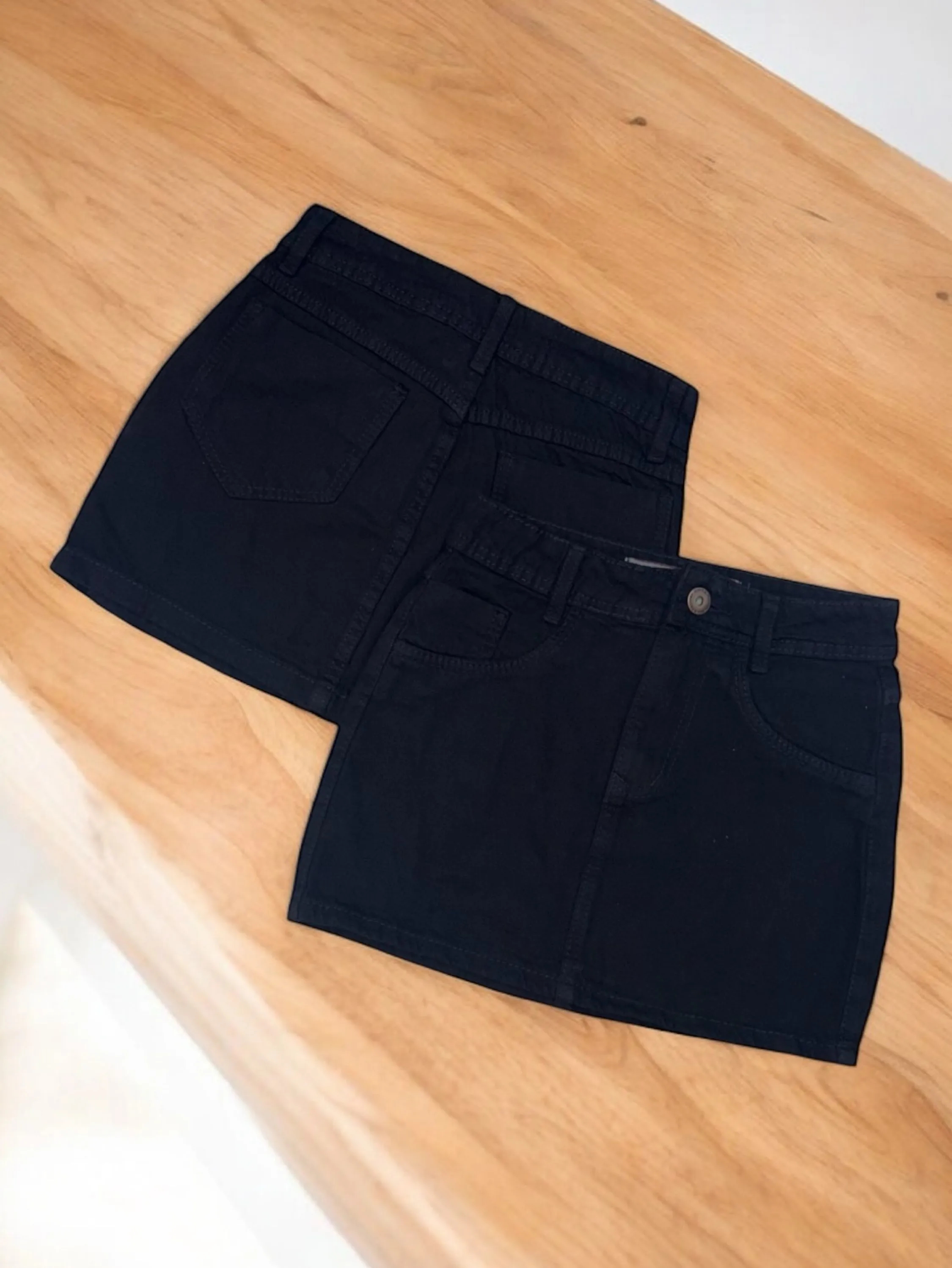 Saia jeans preta feminina basico