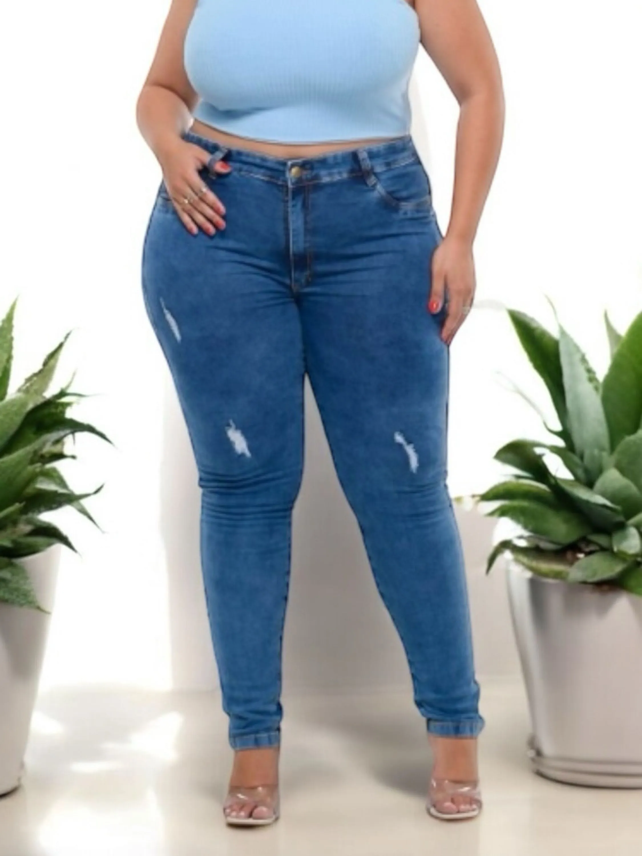 Calca plus feminina jeans clara