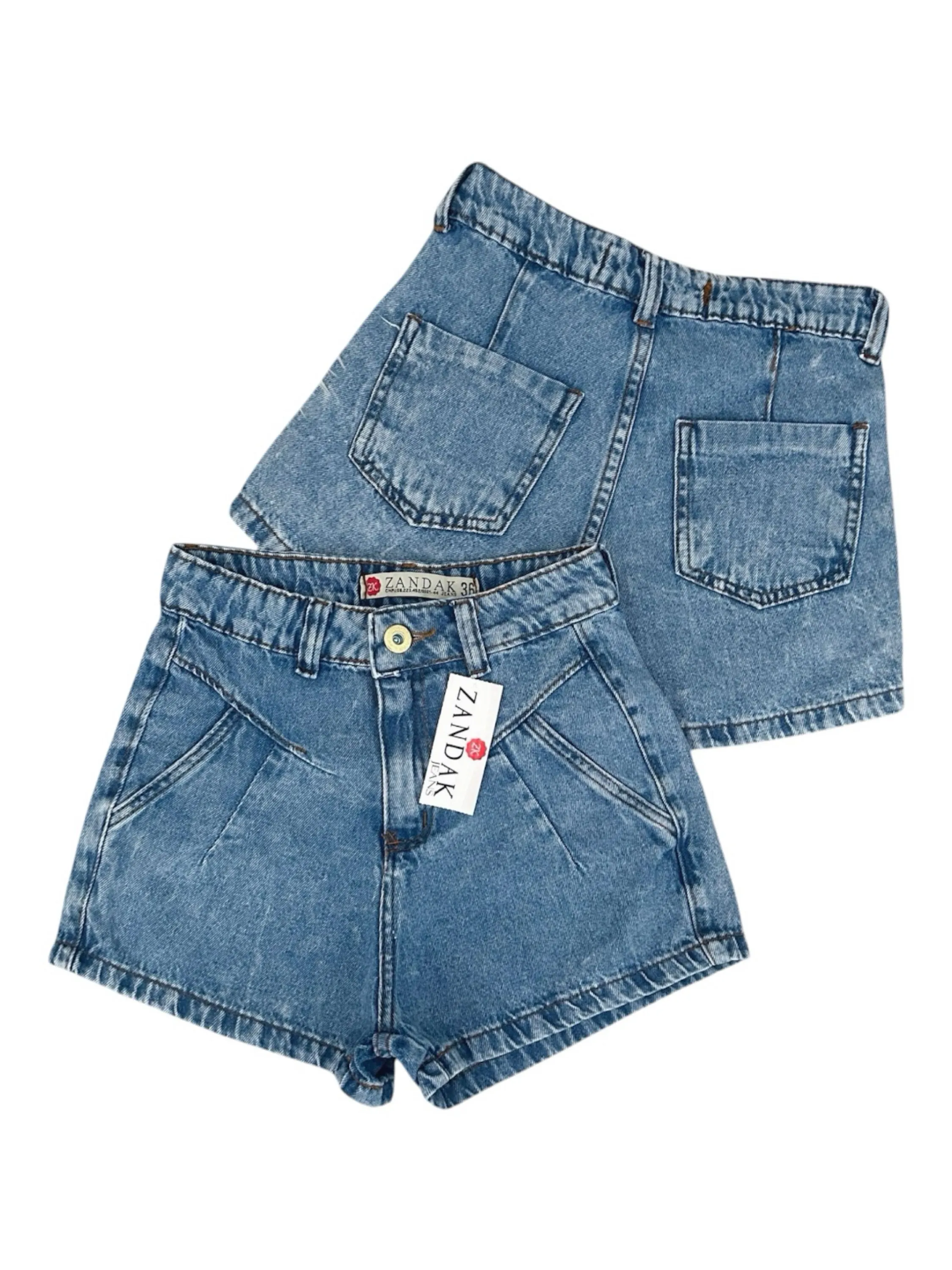 Short jeans azul manchada