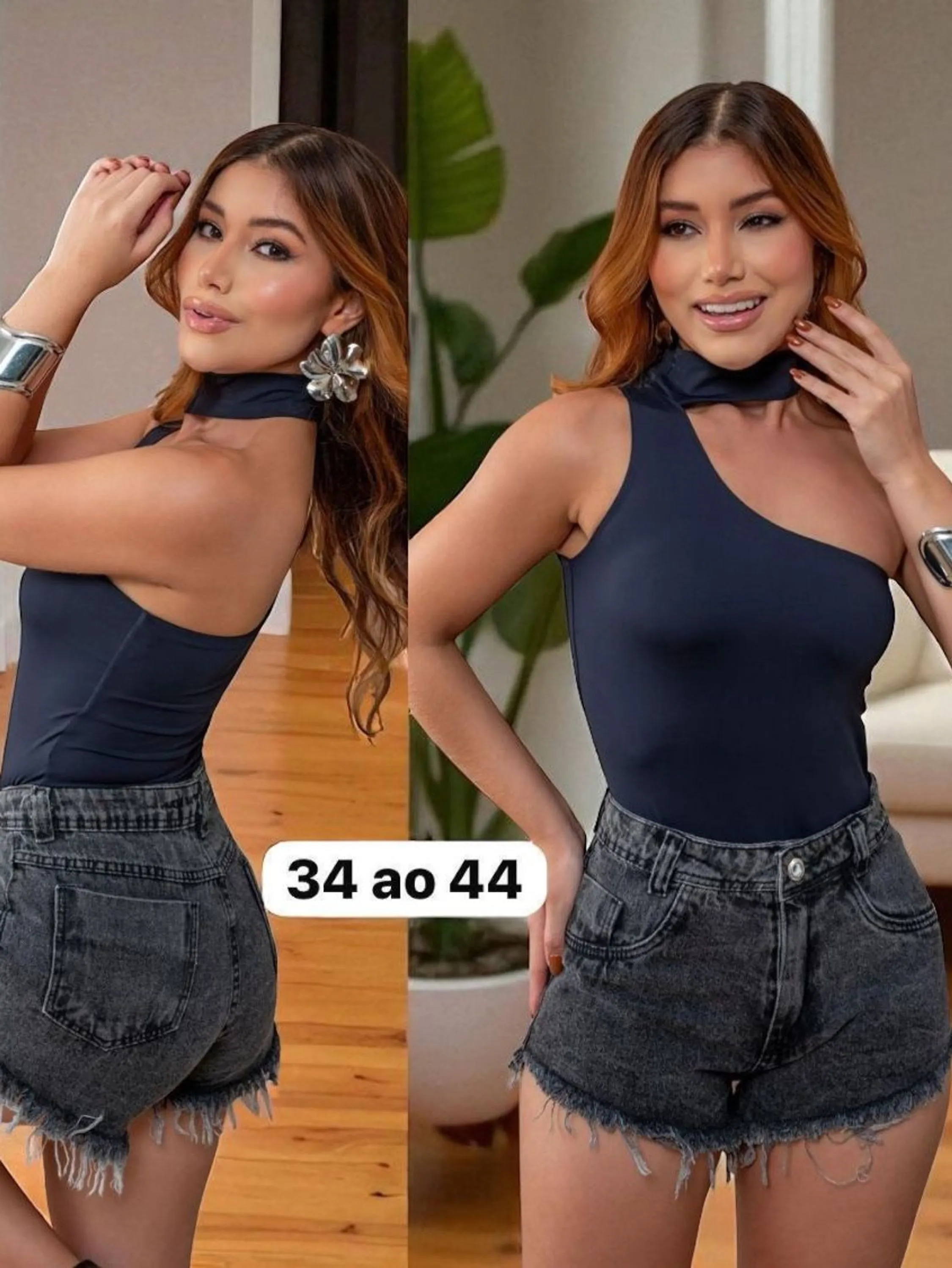 Short jeans feminina preto grafite