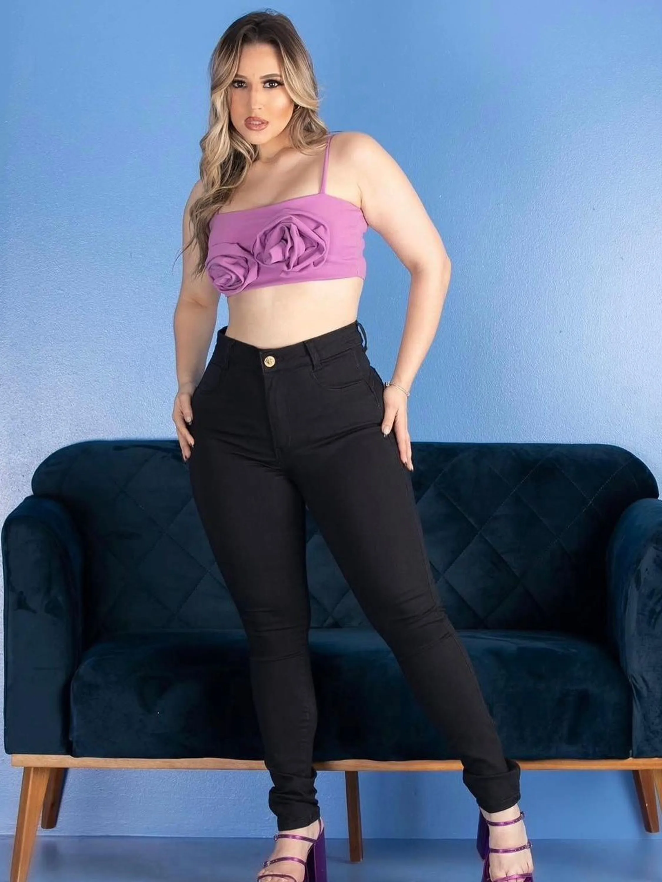 Calca preta feminina lisa basico