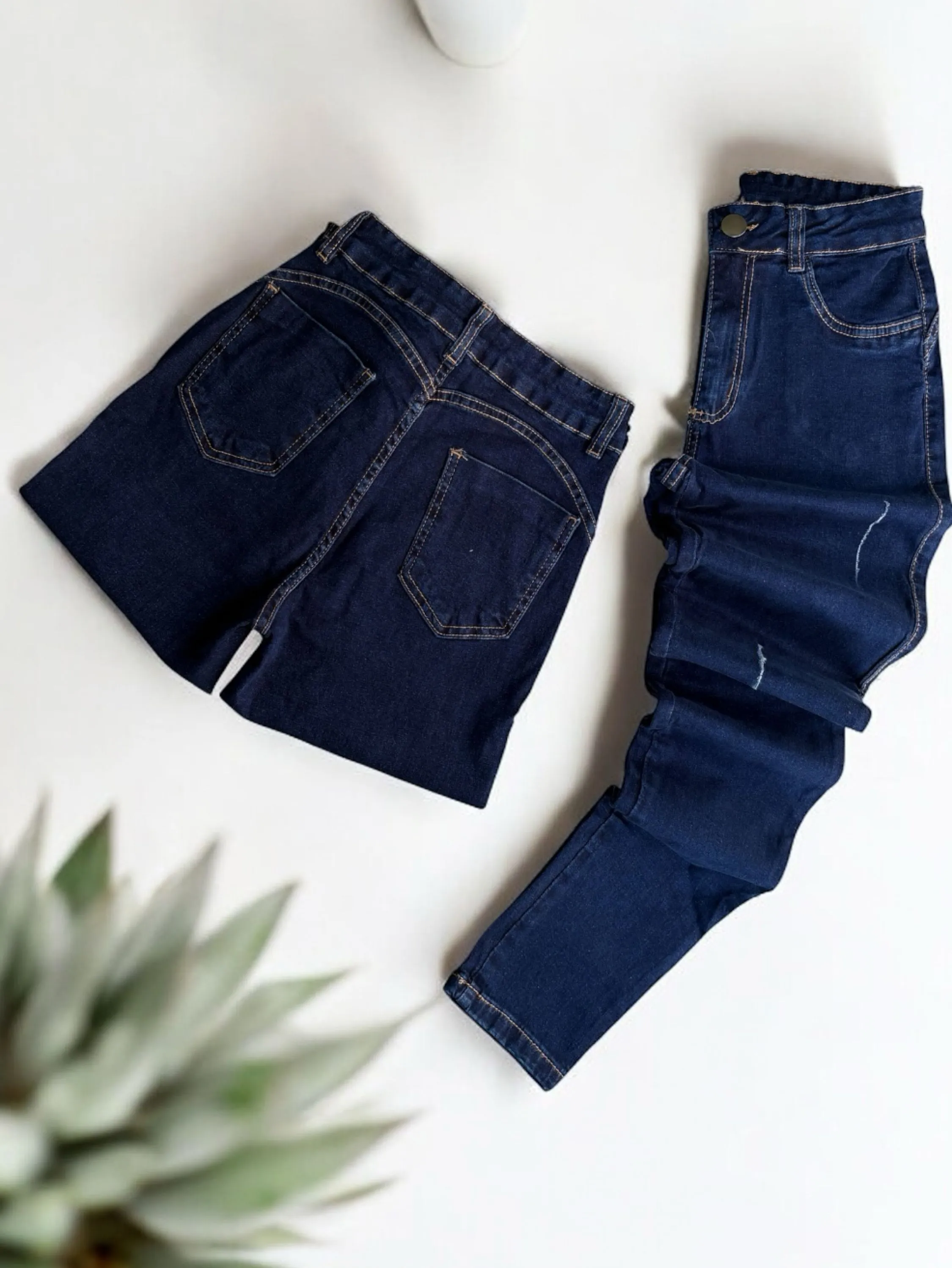 Calca jeans feminina skinny azul marinho