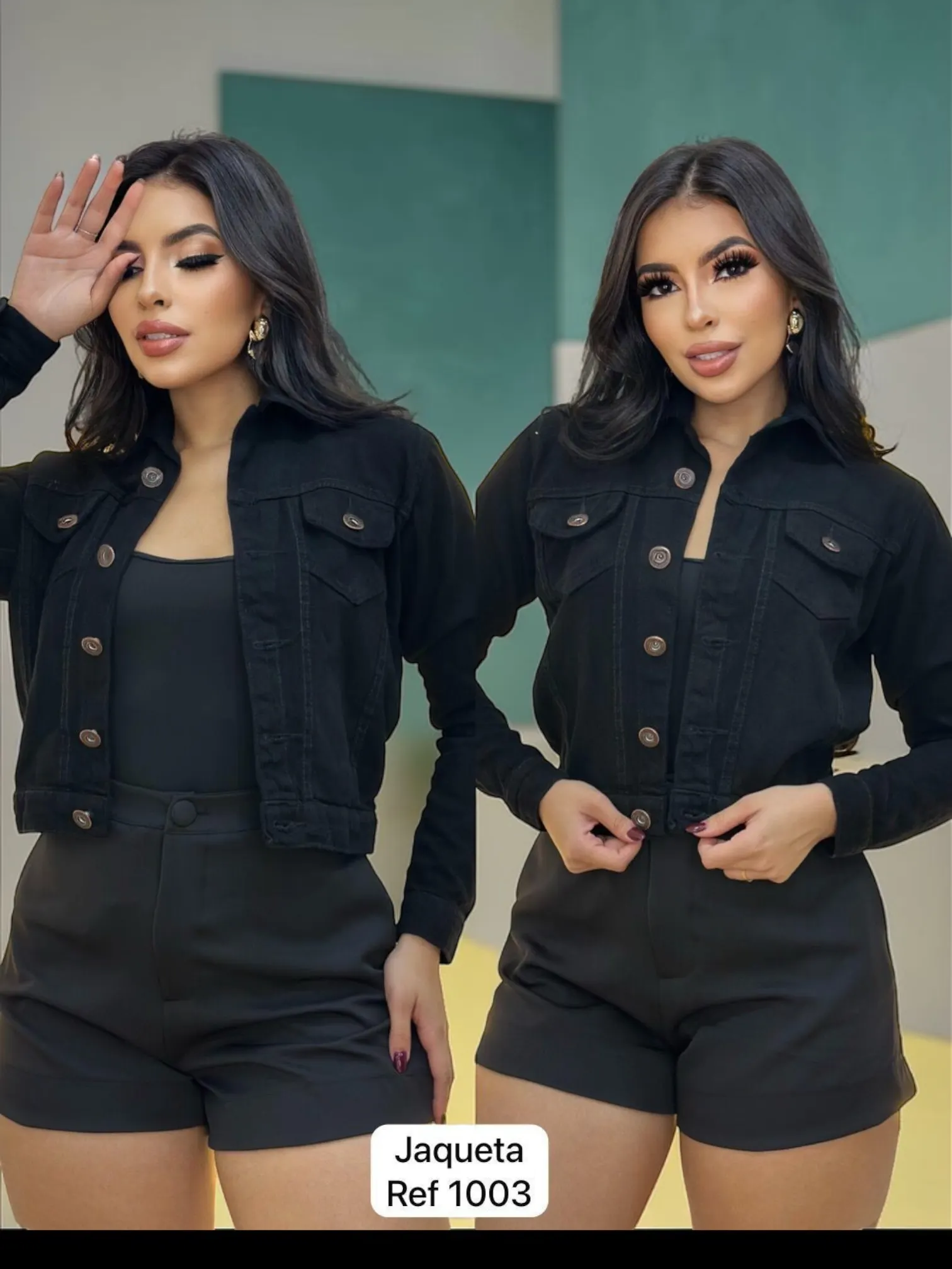 Jaqueta jeans feminina preta