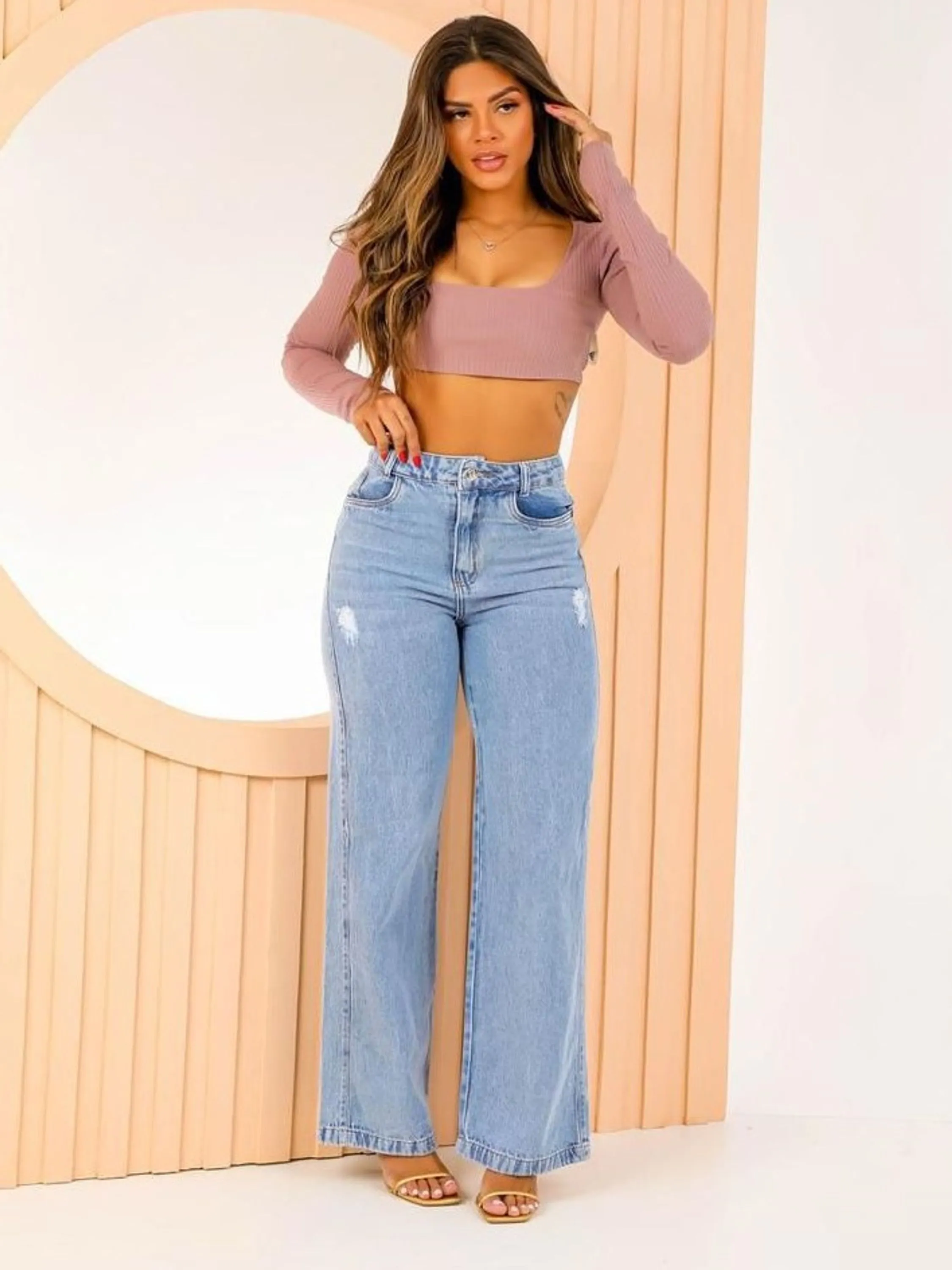Calca jeans feminina widleg clara