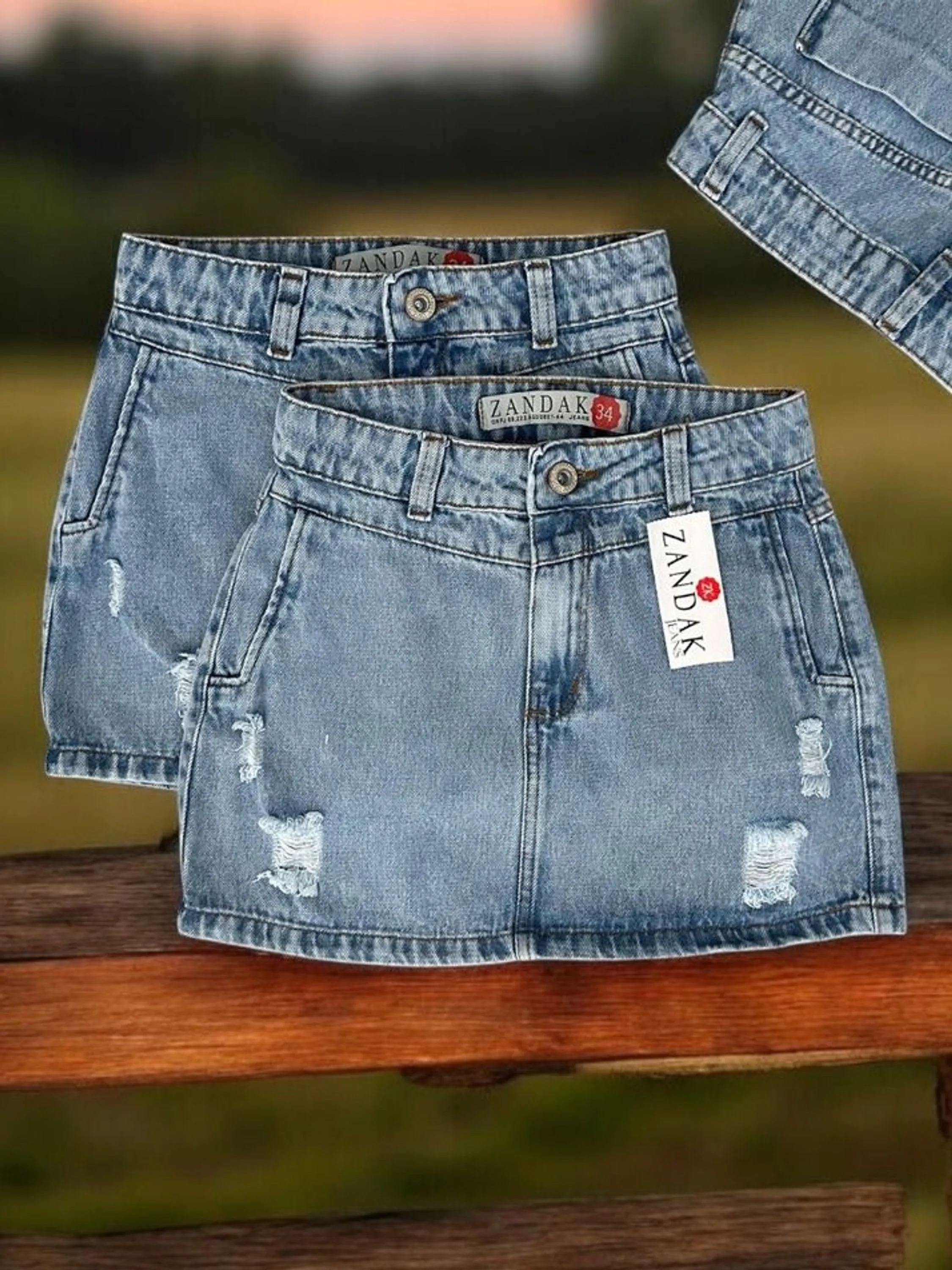 Saia jeans Clara manchada (A24)