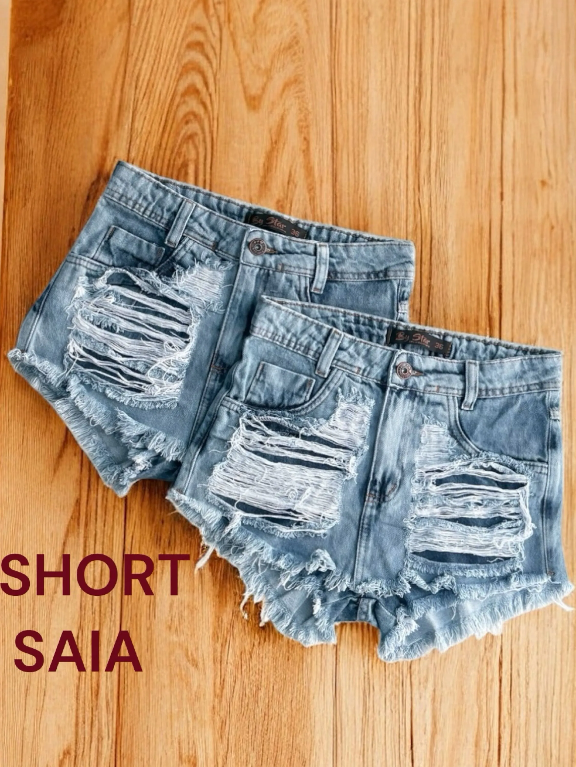 Short saia jeans clara feminina