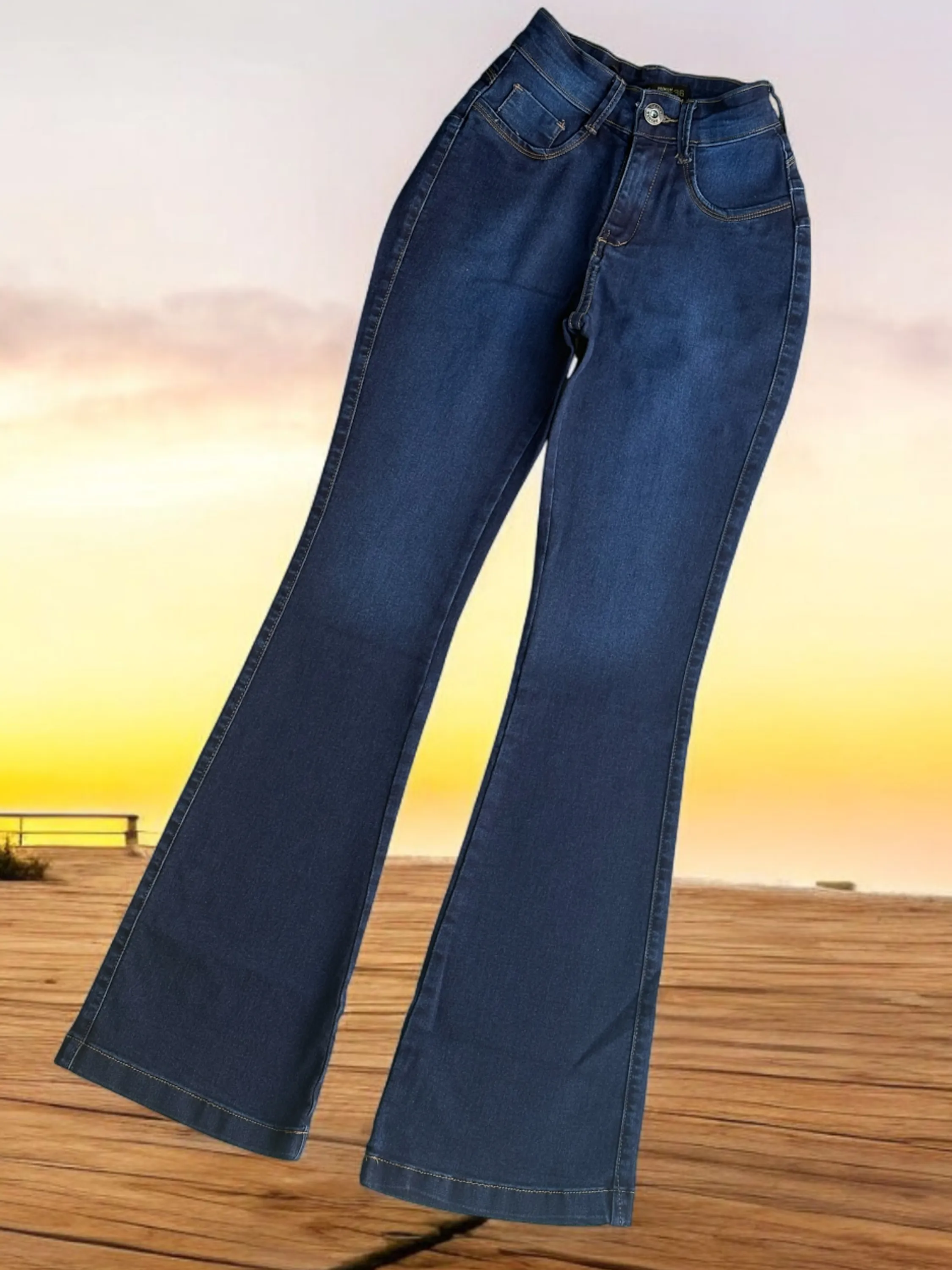 Calca jeans feminina com lycra Azul escura