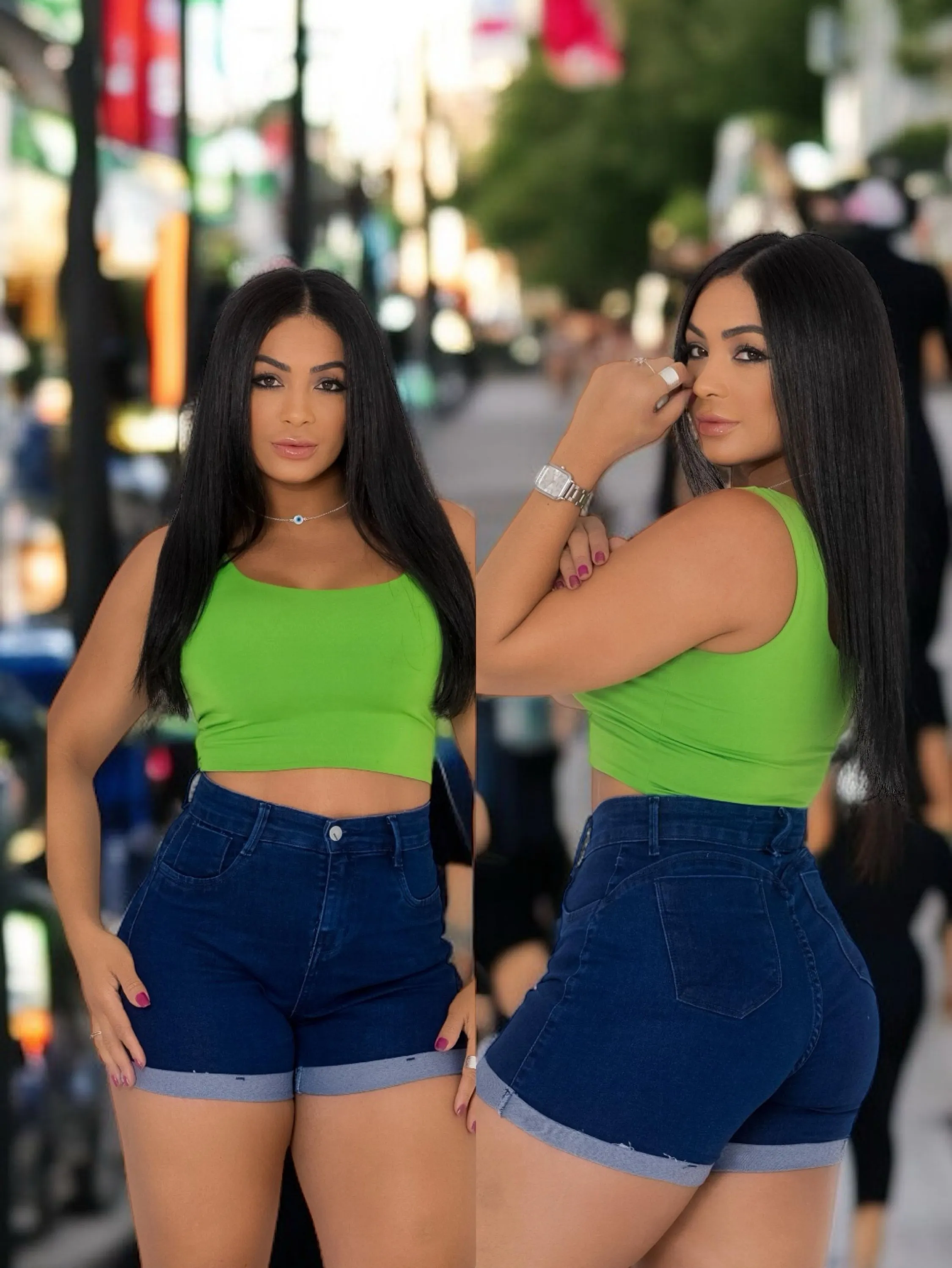 Short jeans feminino com lycra barra dobrado