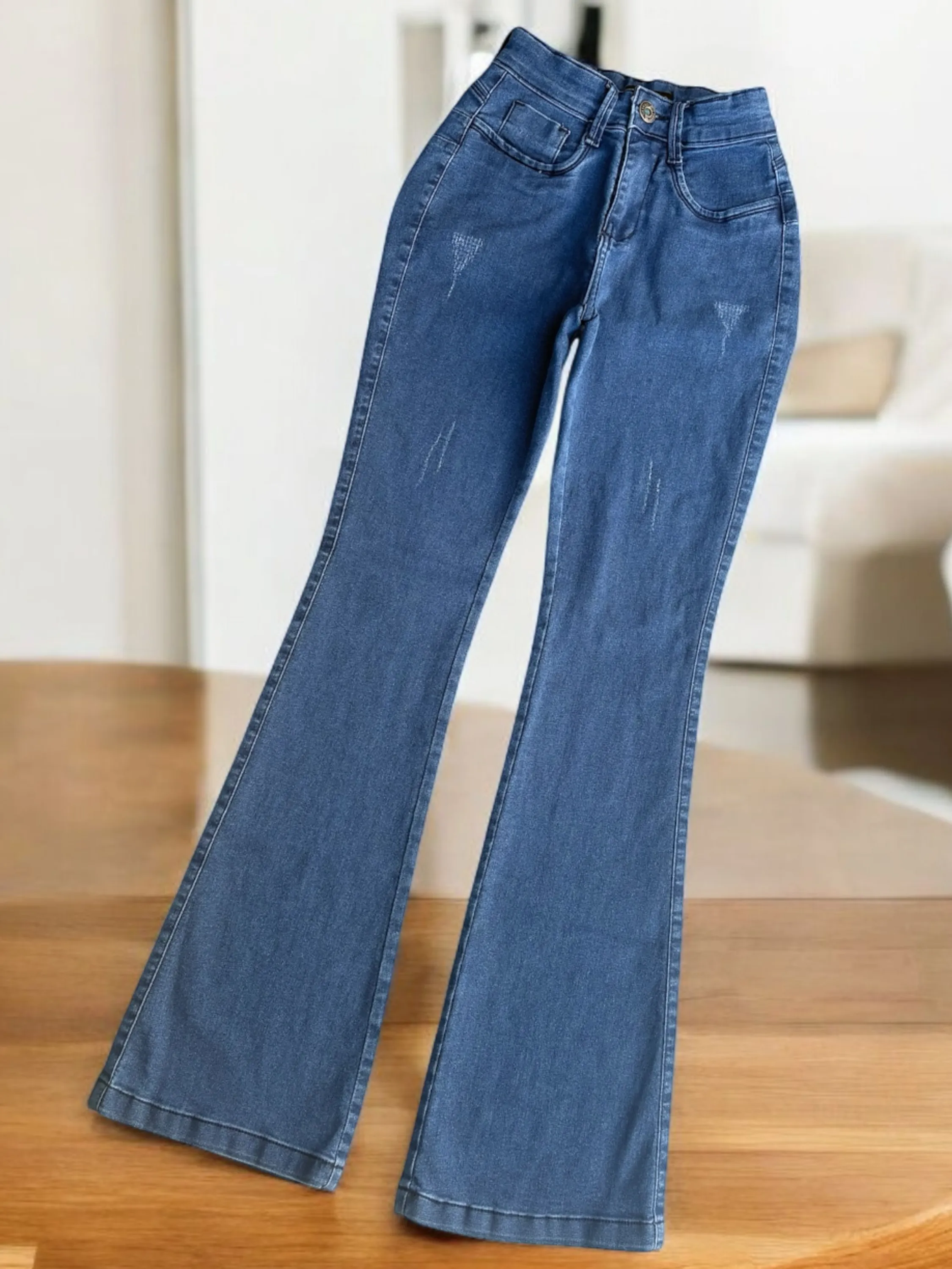 Calca jeans Flare Feminina Azul jeans com lycra