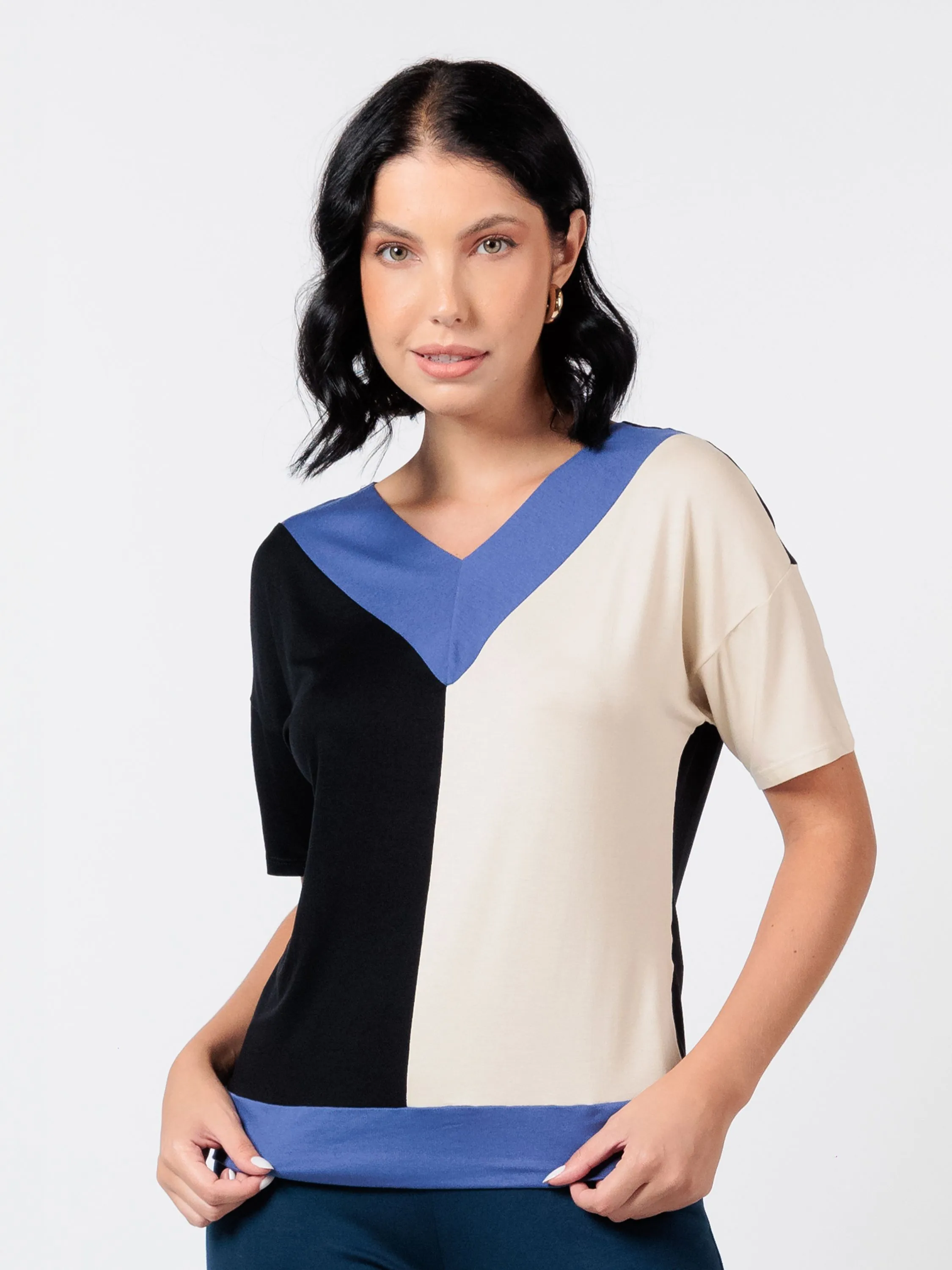 Blusa de Malha Decote V 3 Cores