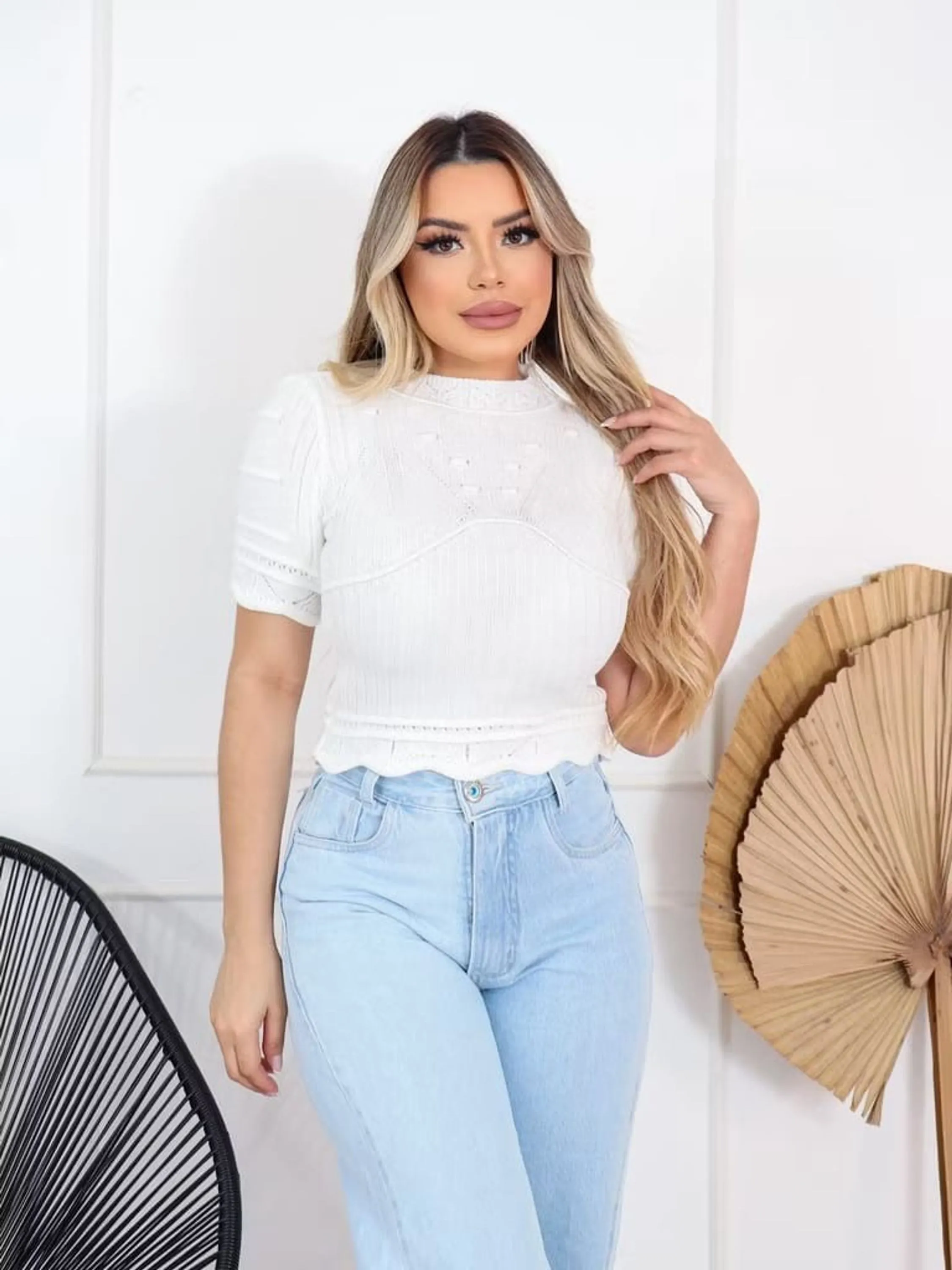 Blusa Cropped Modal Detalhado