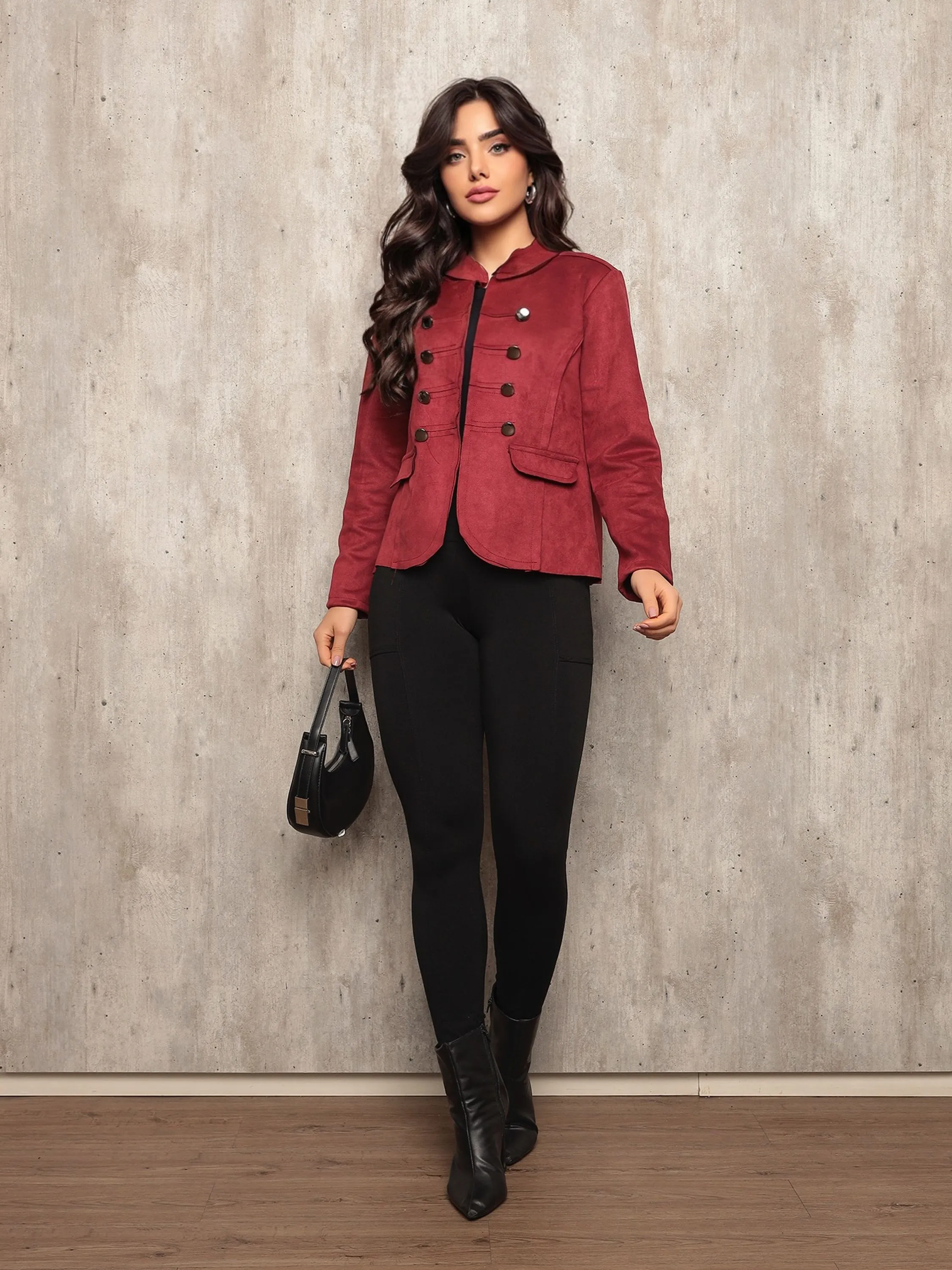 Blazer moda Feminina Suede Blazer-03